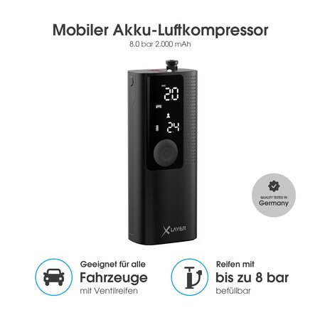 Xlayer Kompressor XLayer Mobiler Akku-Luftkompressor 8.0 bar 2.000 mAh  online kaufen bei Netto
