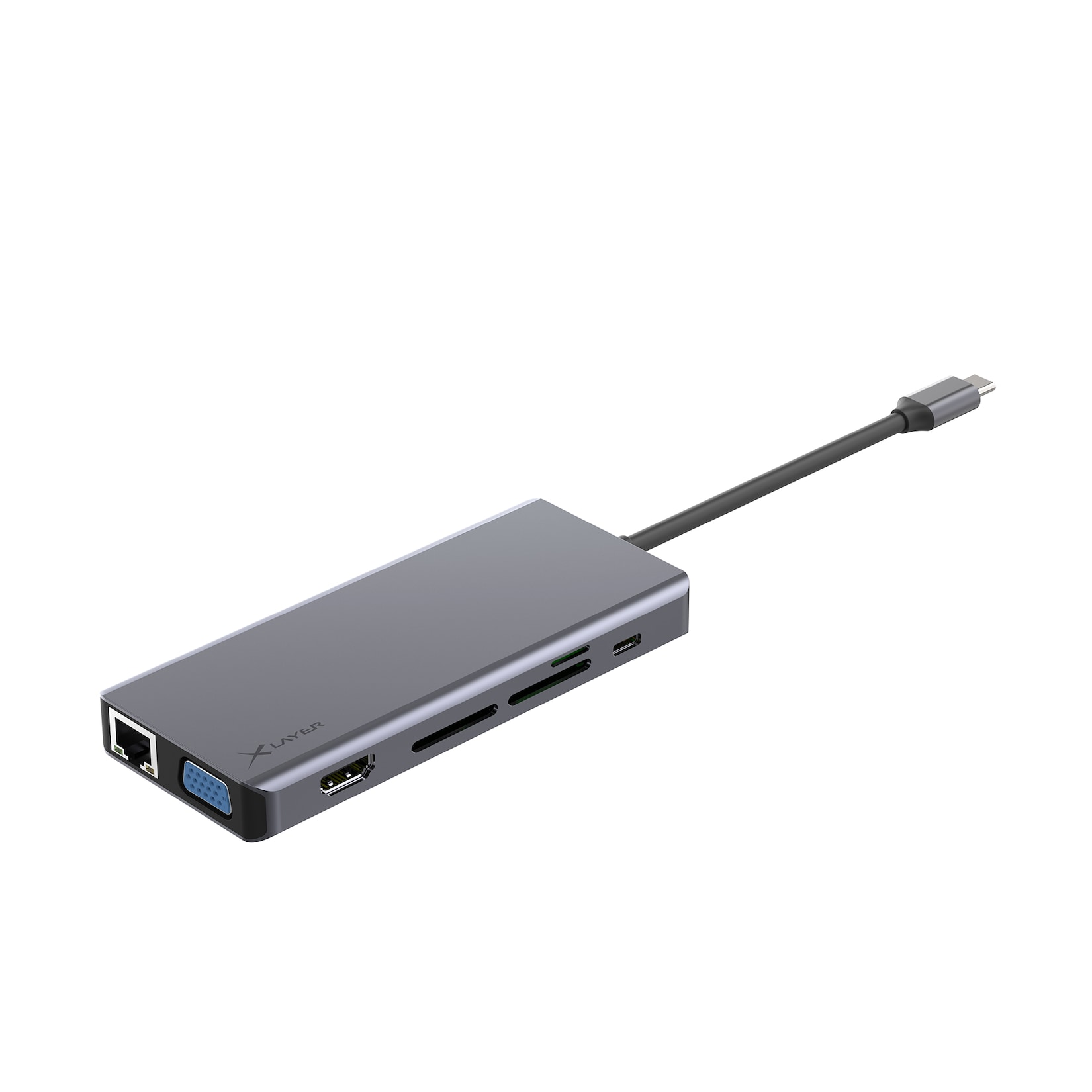 Xlayer USBDEVICE USB 3.0 HUB XLayer Typ C 13-IN-1 Grey