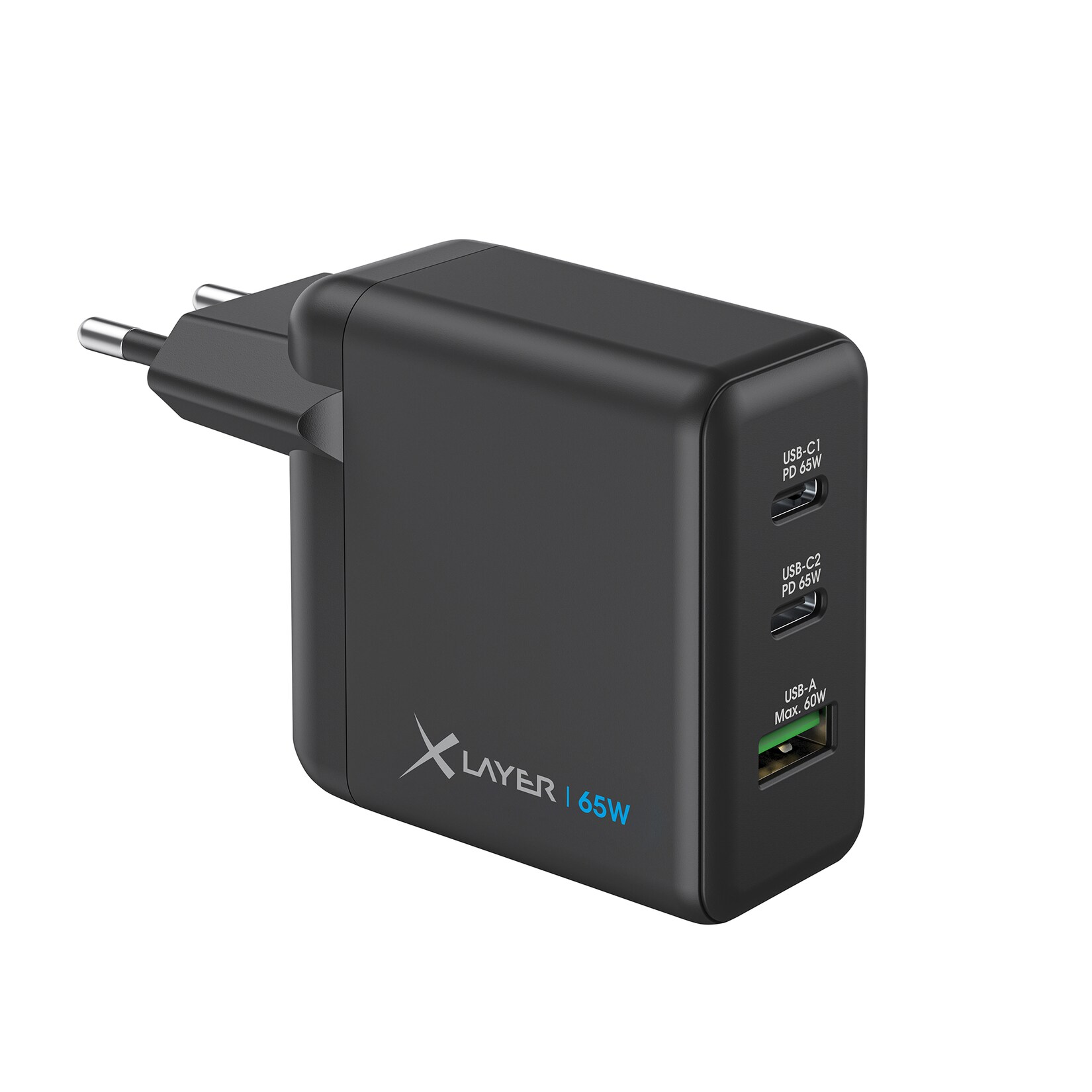 Xlayer CHARGER Powercharger USB-C Schnellladegerät I 65W PD I GaN Charger I 3-Port