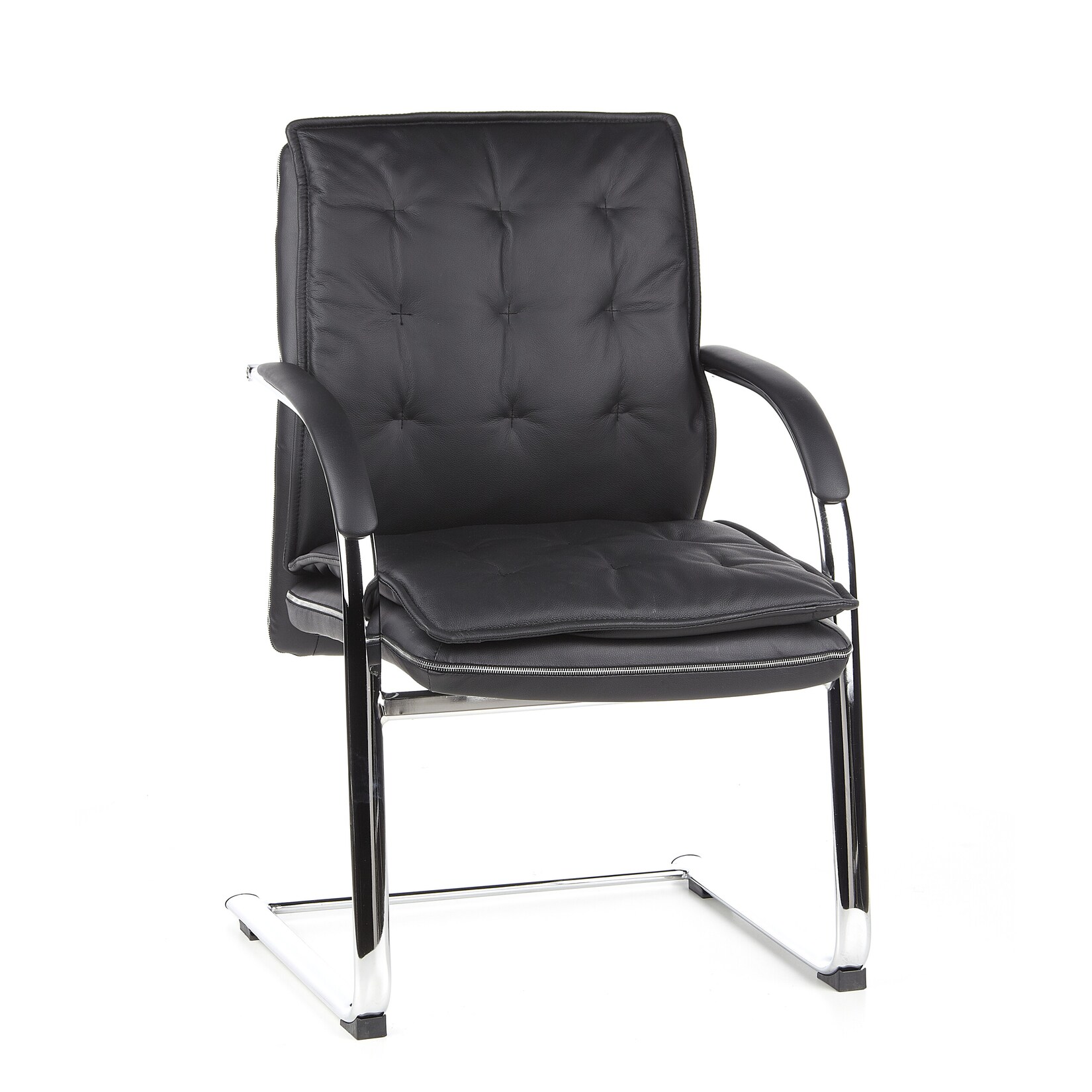 hjh OFFICE Freischwinger VILLA V Leder mit Armlehnen | 04260284080341