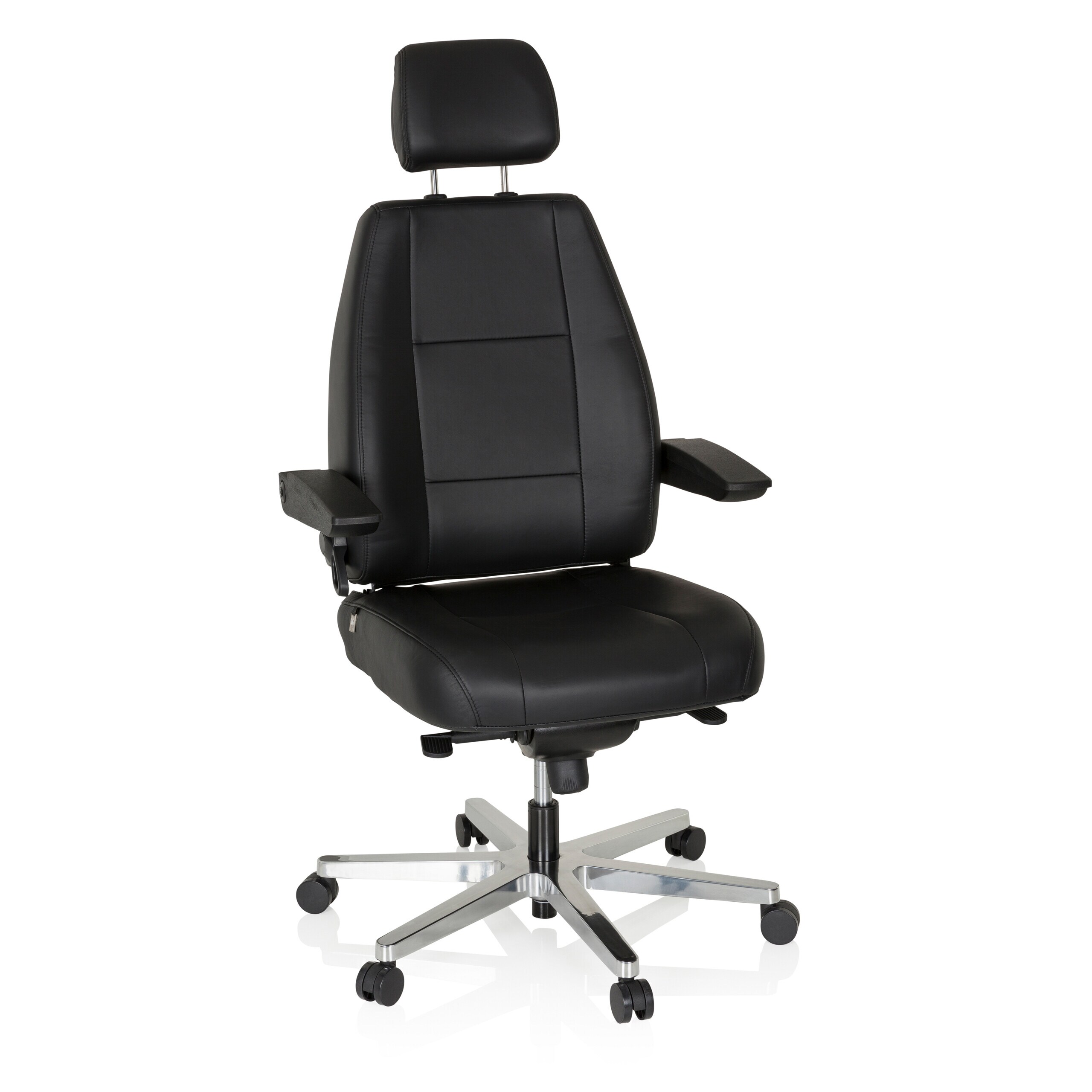hjh OFFICE XXL Drehstuhl 24 HOURS Leder mit abklappbaren Armlehnen - Bild 1