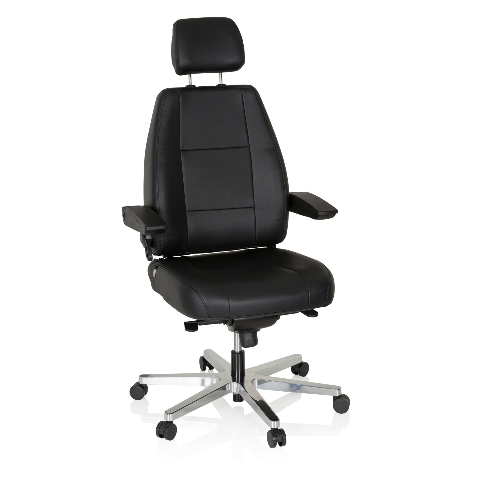 hjh OFFICE XXL Drehstuhl 24 HOURS Leder mit abklappbaren Armlehnen