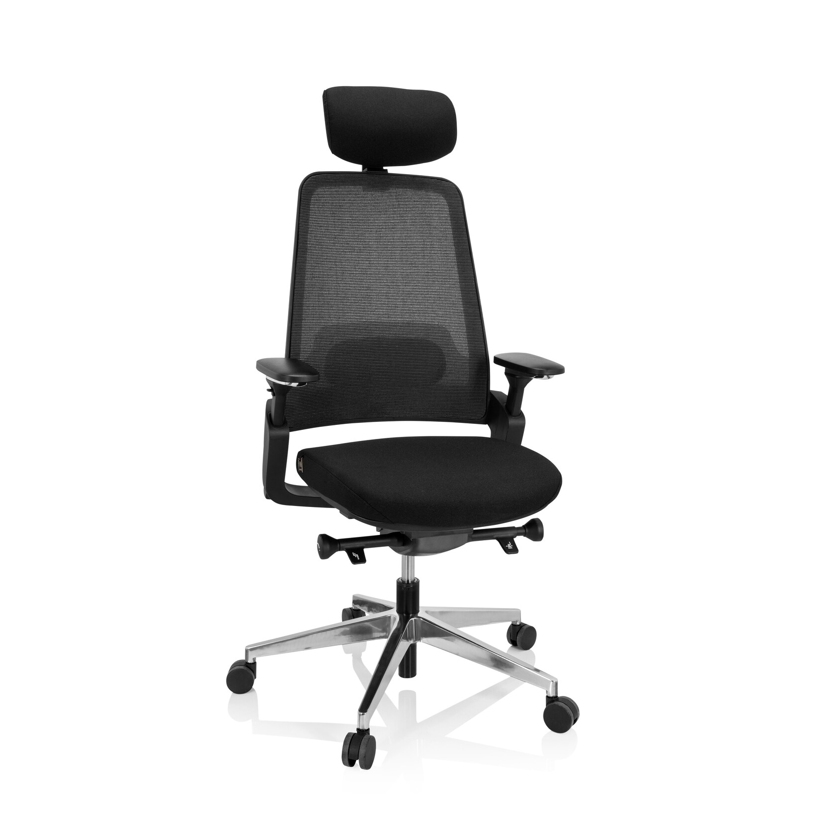 hjh OFFICE Profi Bürostuhl BRACIO Stoff/Netzstoff mit Armlehnen (höhenverstellbar) | 04064323028086
