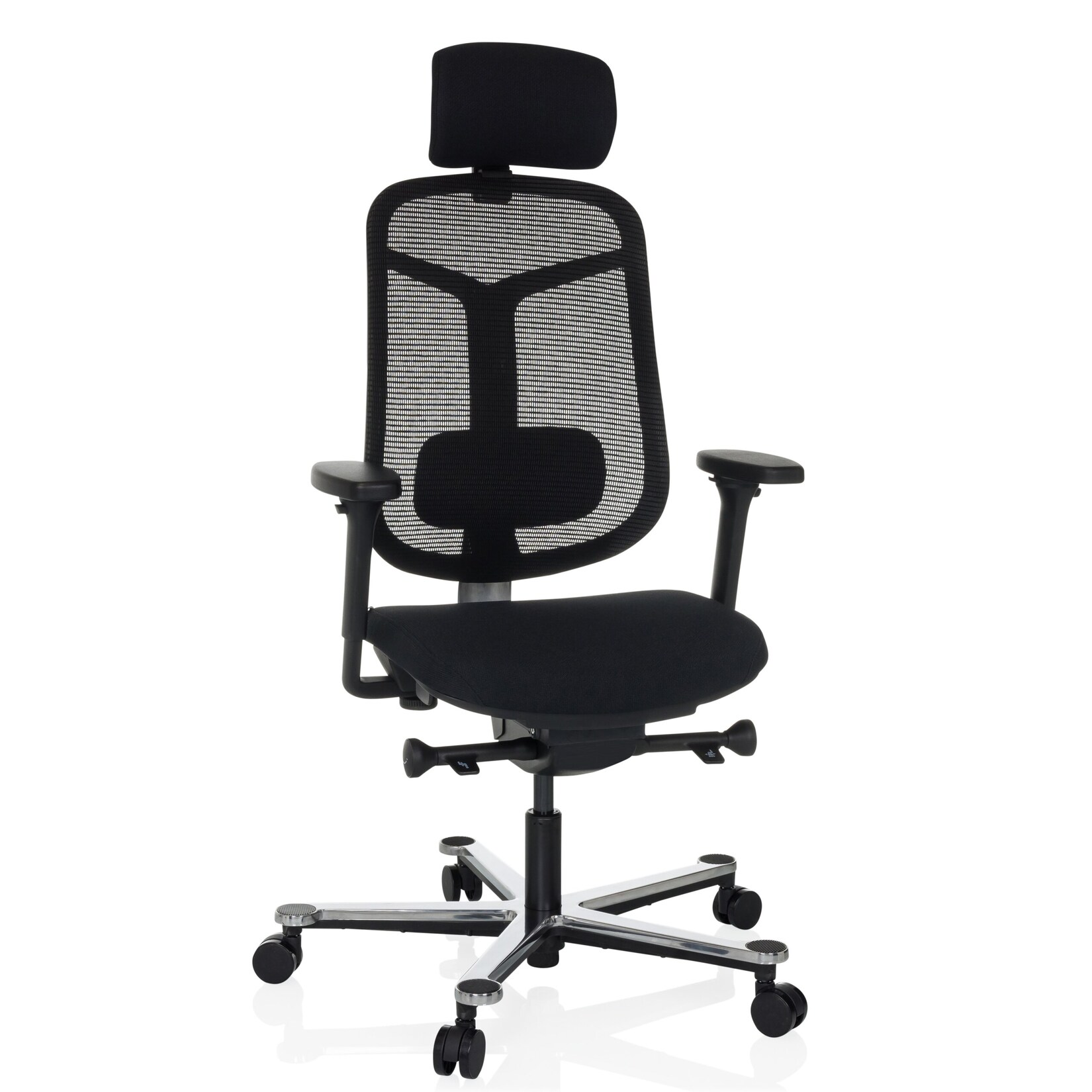 hjh OFFICE High End Bürostuhl BICOLORE HIGH Stoff / Netzstoff mit Armlehnen (höhenverstellbar)