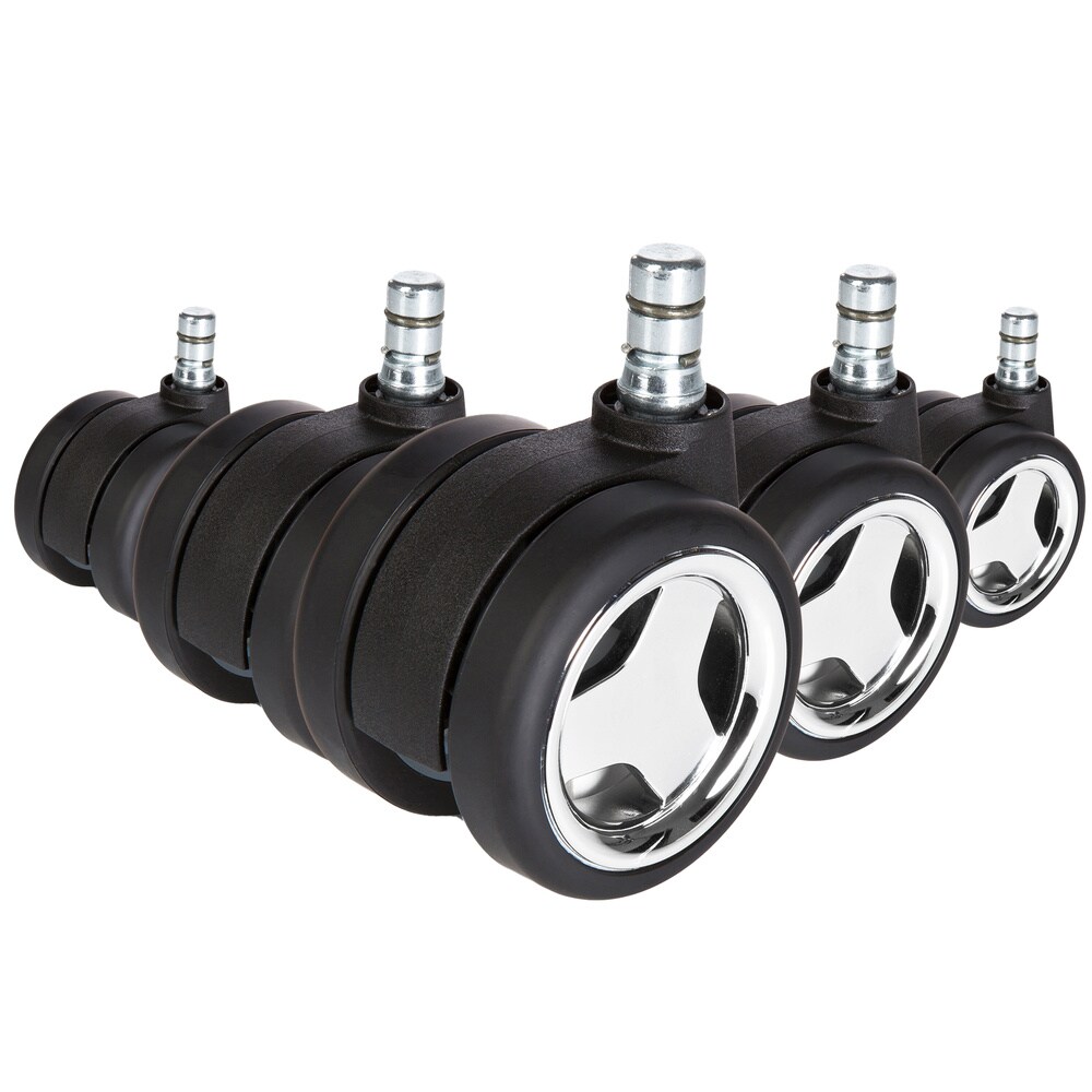 hjh OFFICE Stuhlrollen 5x ROLO GAME No-Noise 11mm/60mm Metall, Kunststoff, Chrom - Bild 1