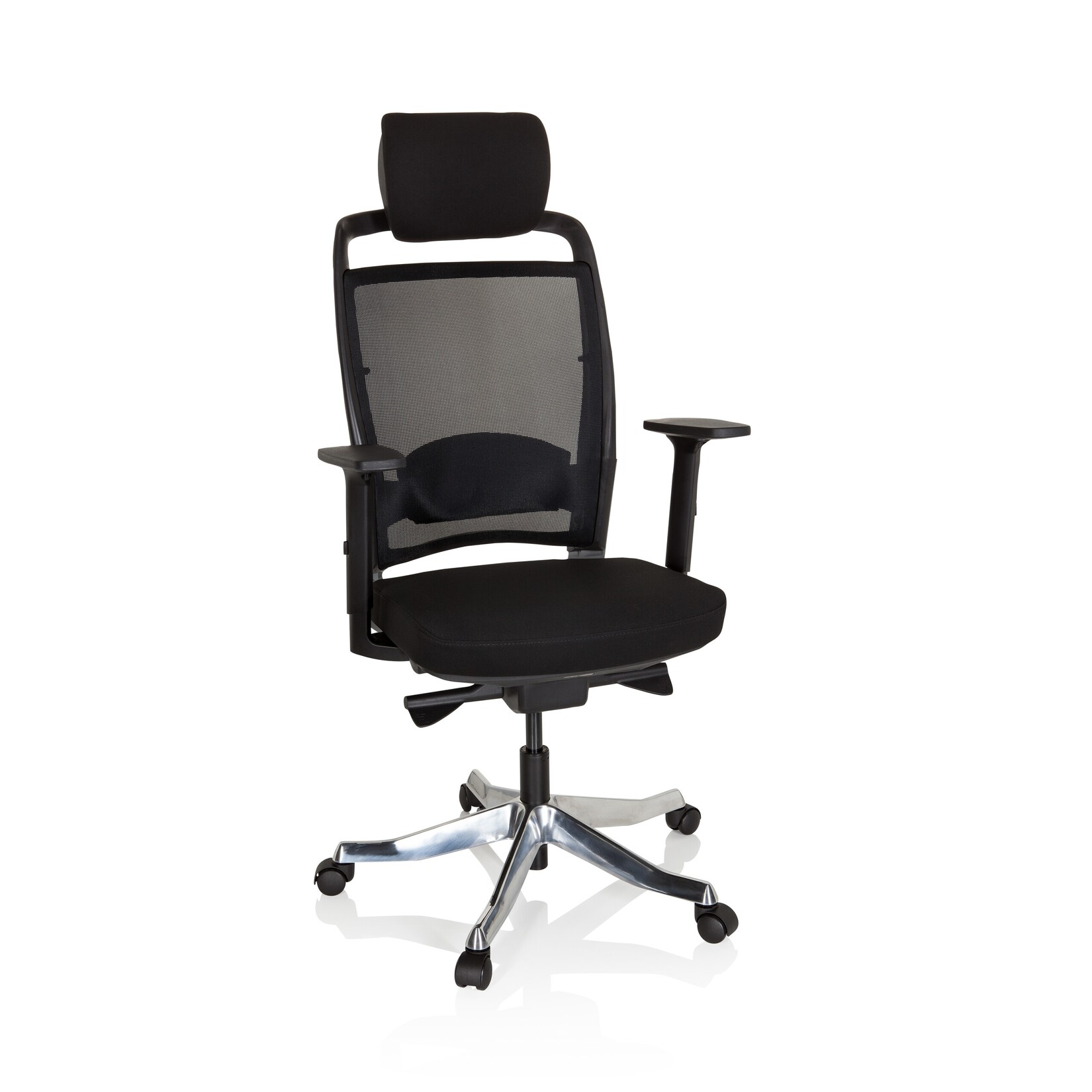 hjh OFFICE Profi Bürostuhl IKAST I Stoff / Netzstoff mit Armlehnen