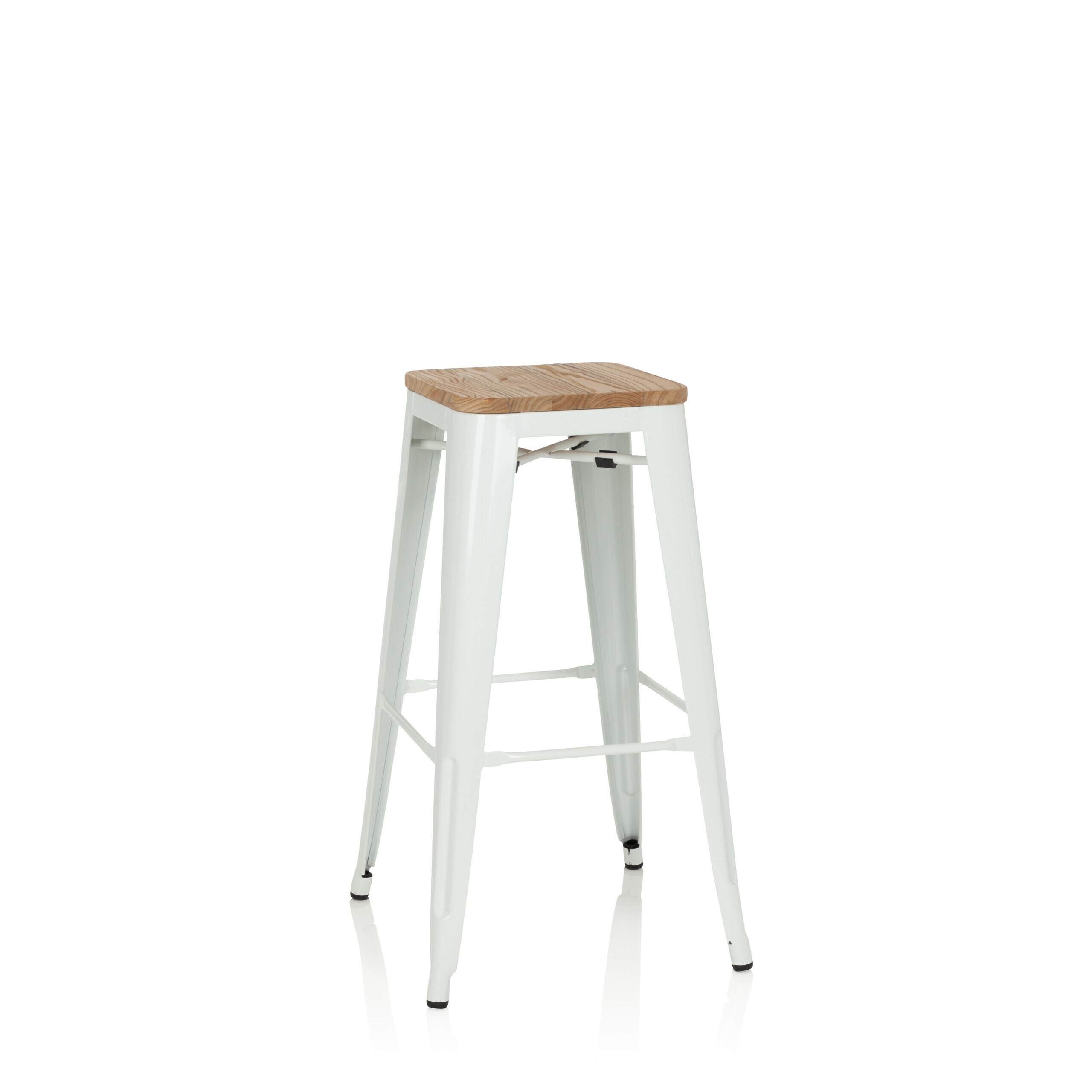 hjh OFFICE Barhocker VANTAGGIO HIGH W Stahl / Ulmenholz ohne Armlehnen - Bild 1