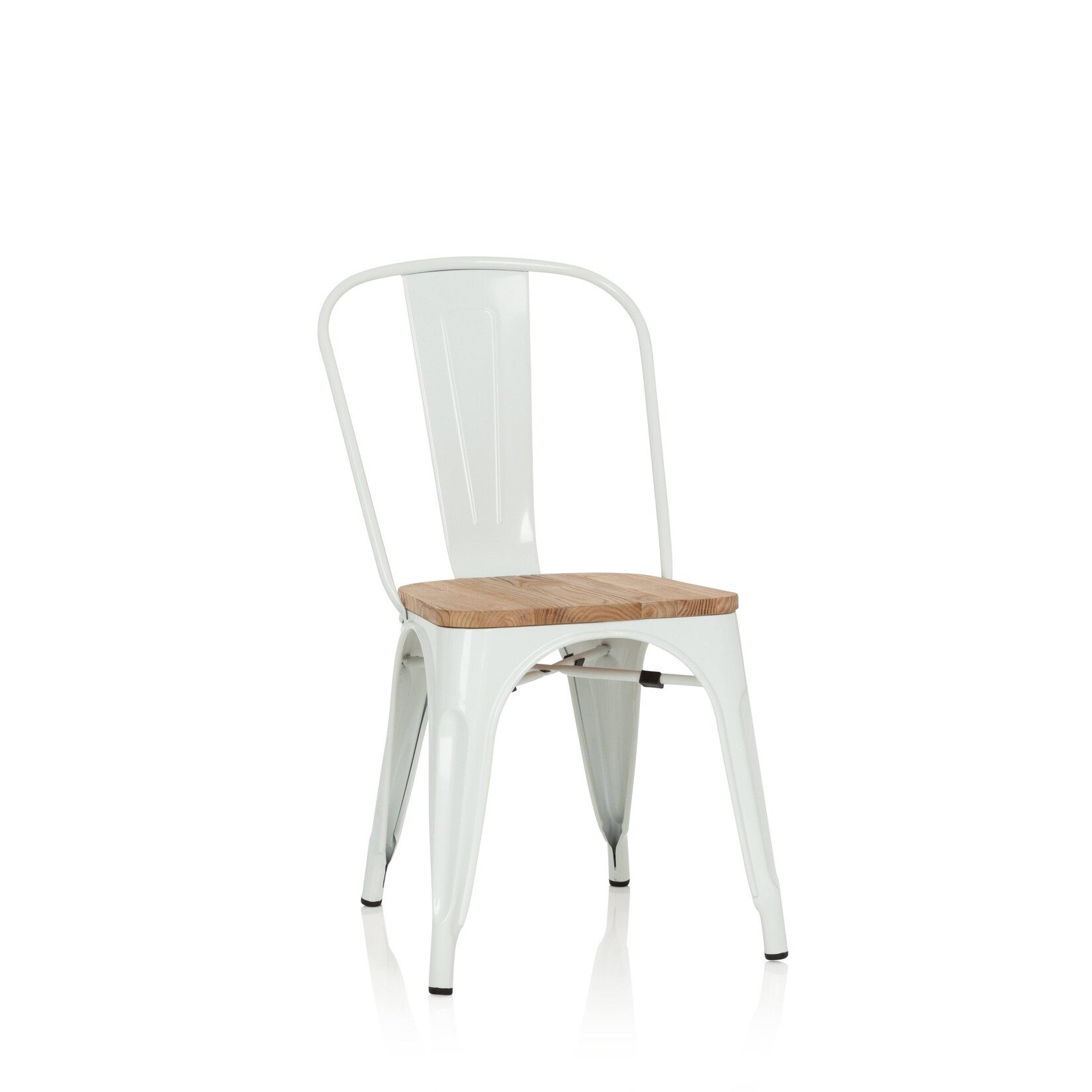 hjh OFFICE Bistrostuhl VANTAGGIO COMFORT W Stahl / Ulmenholz ohne Armlehnen