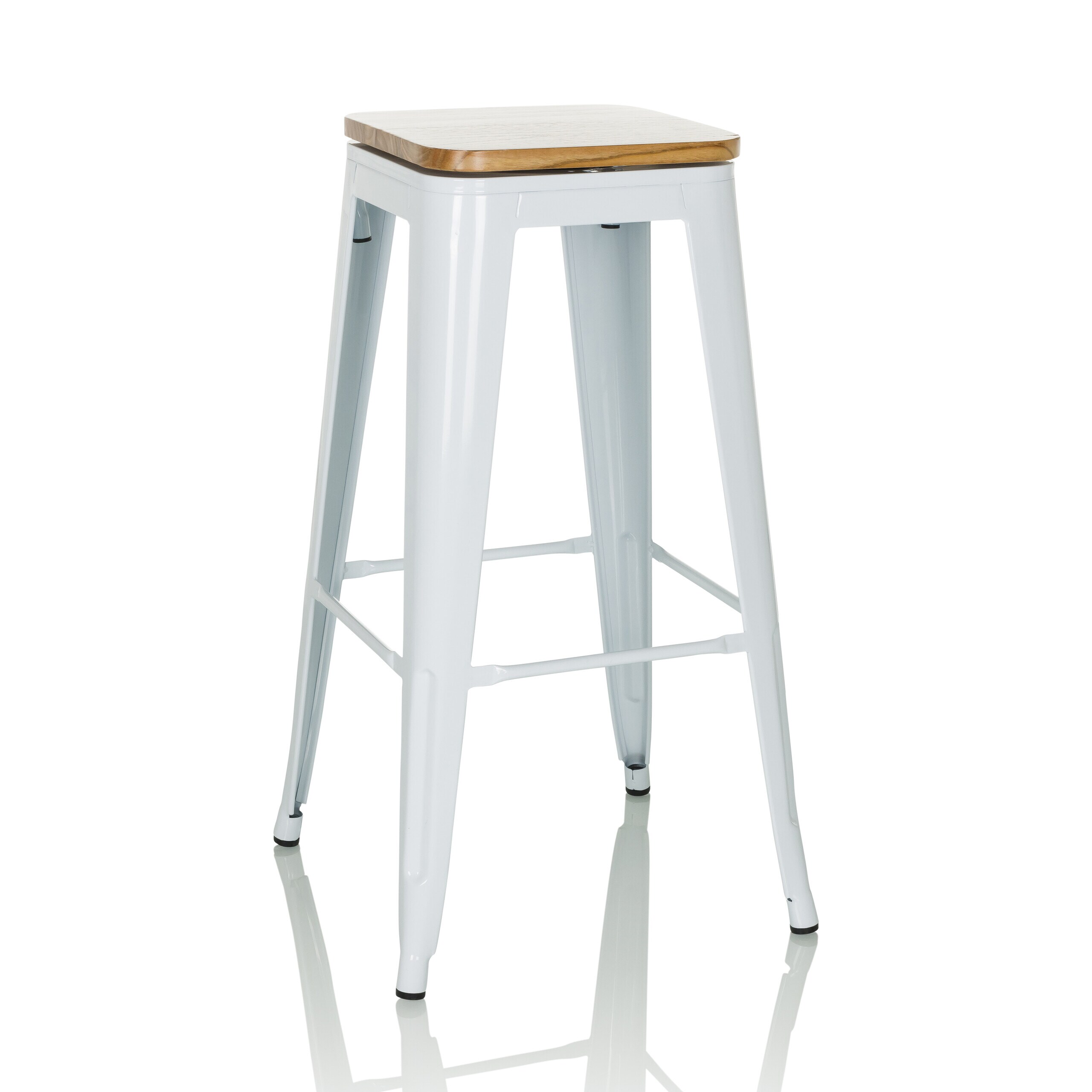 hjh OFFICE Barhocker VANTAGGIO HIGH WS Stahl / Ulmenholz ohne Armlehnen - Bild 1