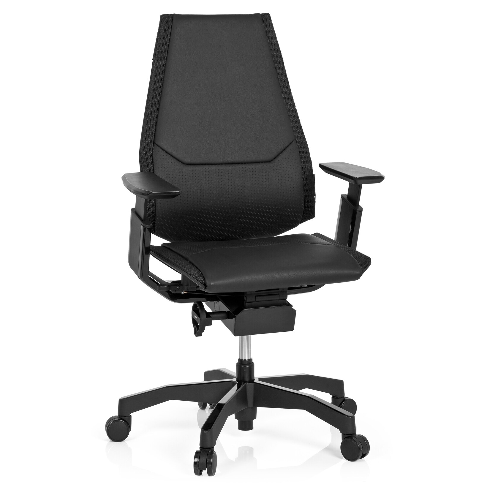 hjh OFFICE High End Bürostuhl GENIDIA BLACK Leder mit Armlehnen
