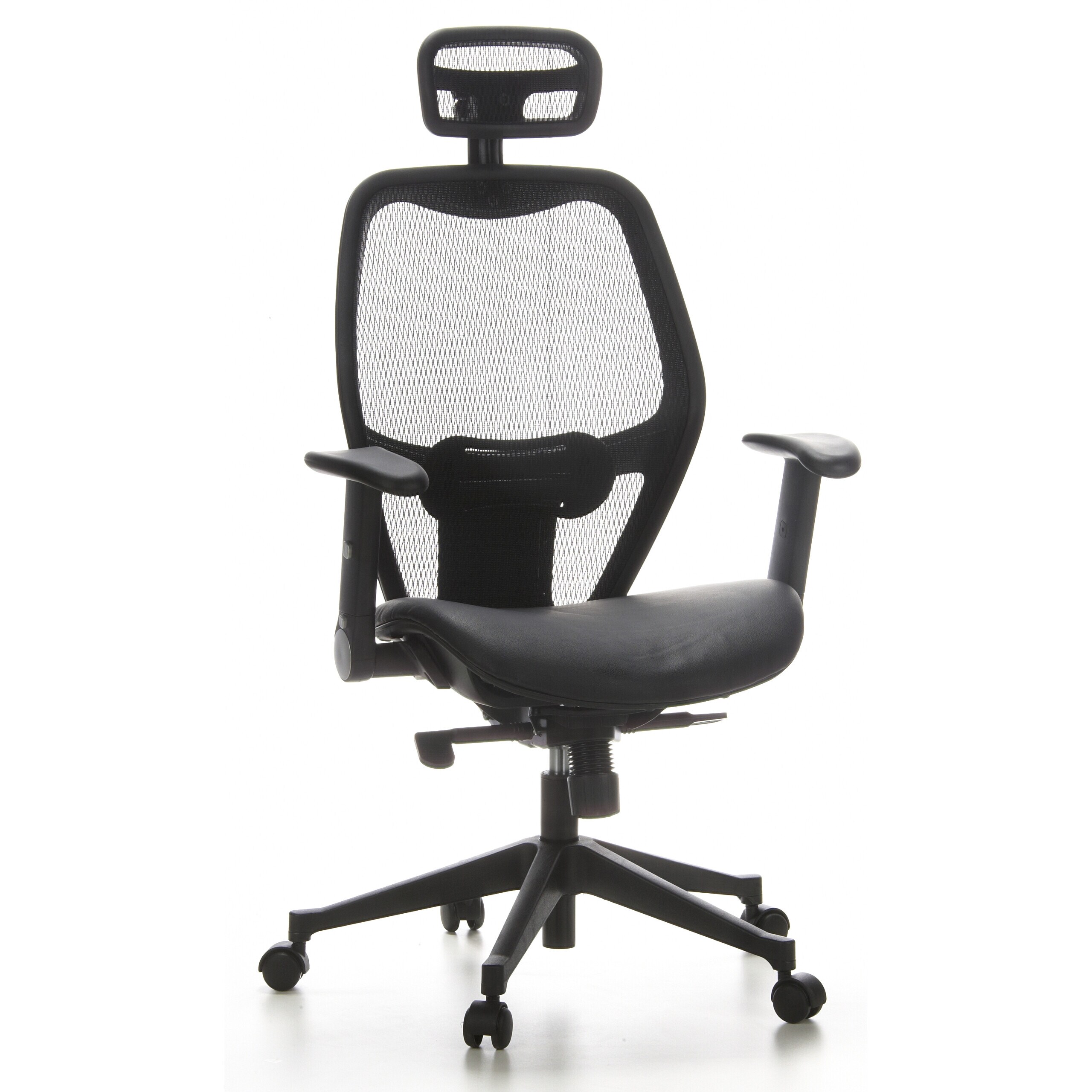hjh OFFICE Profi B&uuml;rostuhl AIR-PORT Netzstoff/Leder mit abklappbaren Armlehnen - Bild 1