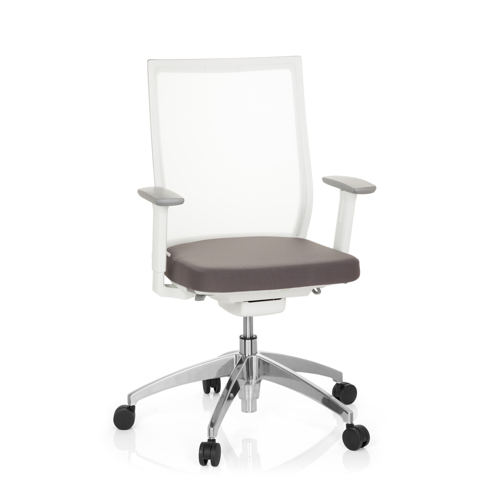 Profi Bürostuhl ASPEN WHITE Stoff/Netzstoff mit Armlehnen (höhenverstellbar) hjh OFFICE