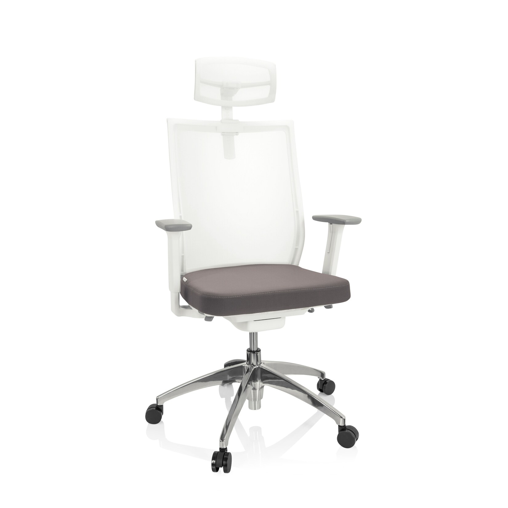 hjh OFFICE Profi Bürostuhl ASPEN WHITE PRO Stoff / Netzstoff mit Armlehnen (höhenverstellbar) | 04064323028604