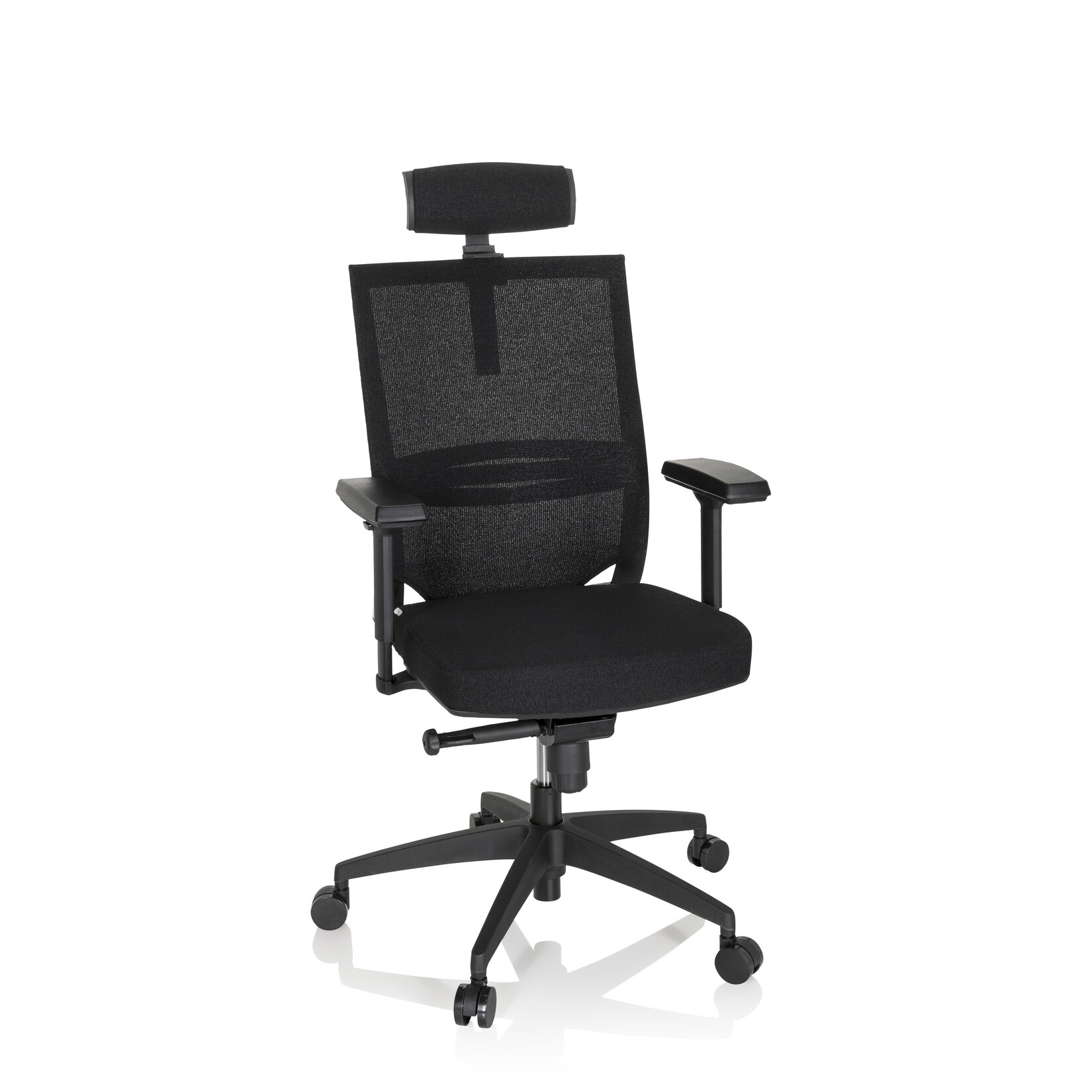 hjh OFFICE Profi Bürostuhl PORTO MAX HIGH I Stoff / Netzstoff mit Armlehnen (höhenverstellbar)