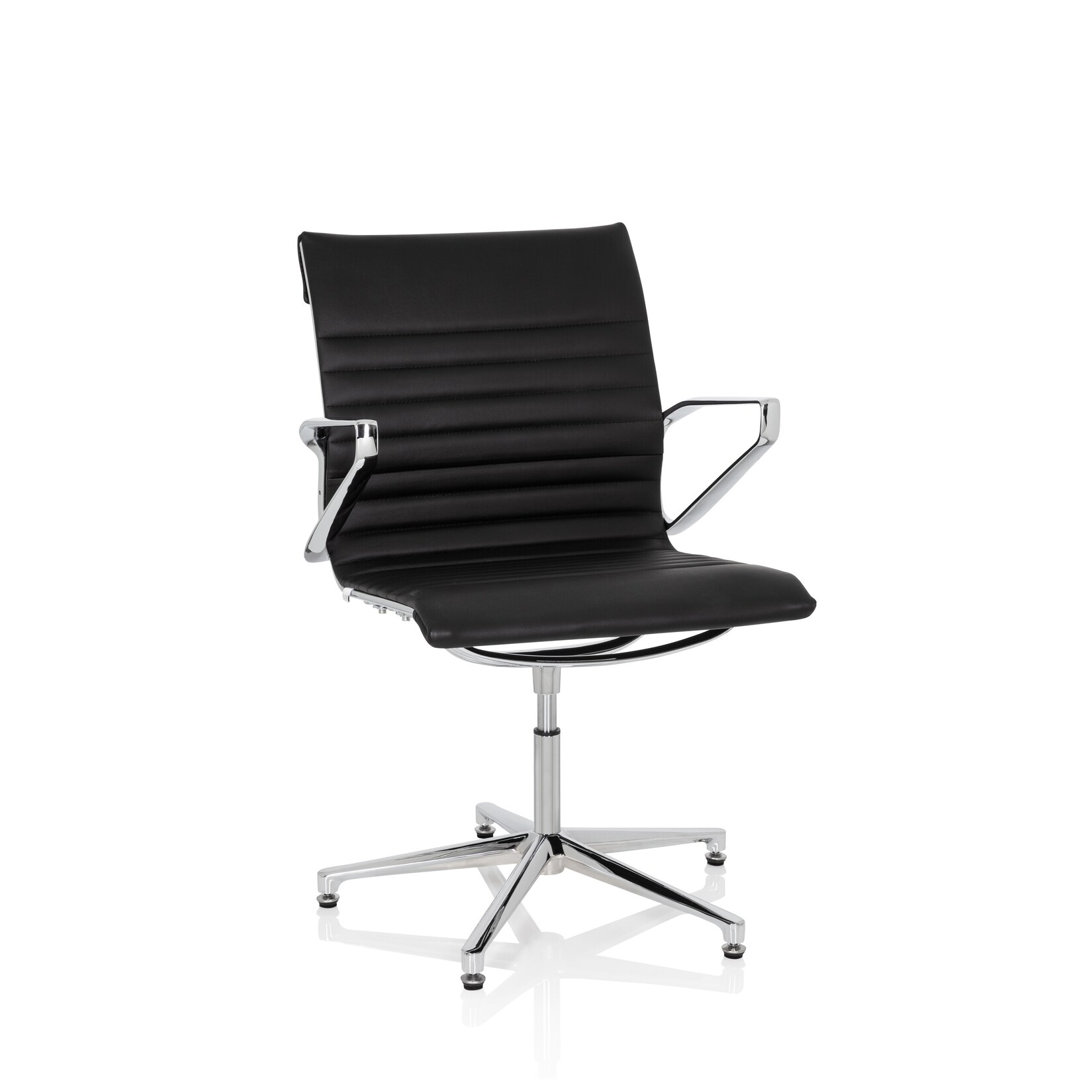 hjh OFFICE Besucherstuhl Konferenzstuhl PARIBA V IV Leder mit Armlehnen | 04251084673505