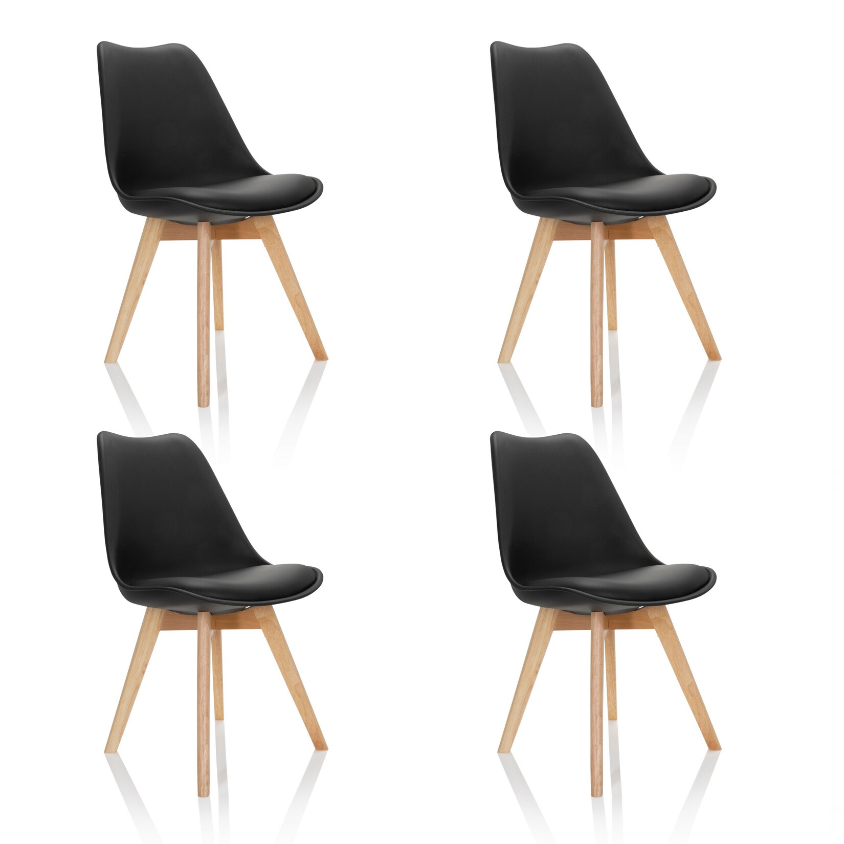 hjh OFFICE Schalenstuhl 4er Pack SCANDI 4 Kunststoff ohne Armlehnen