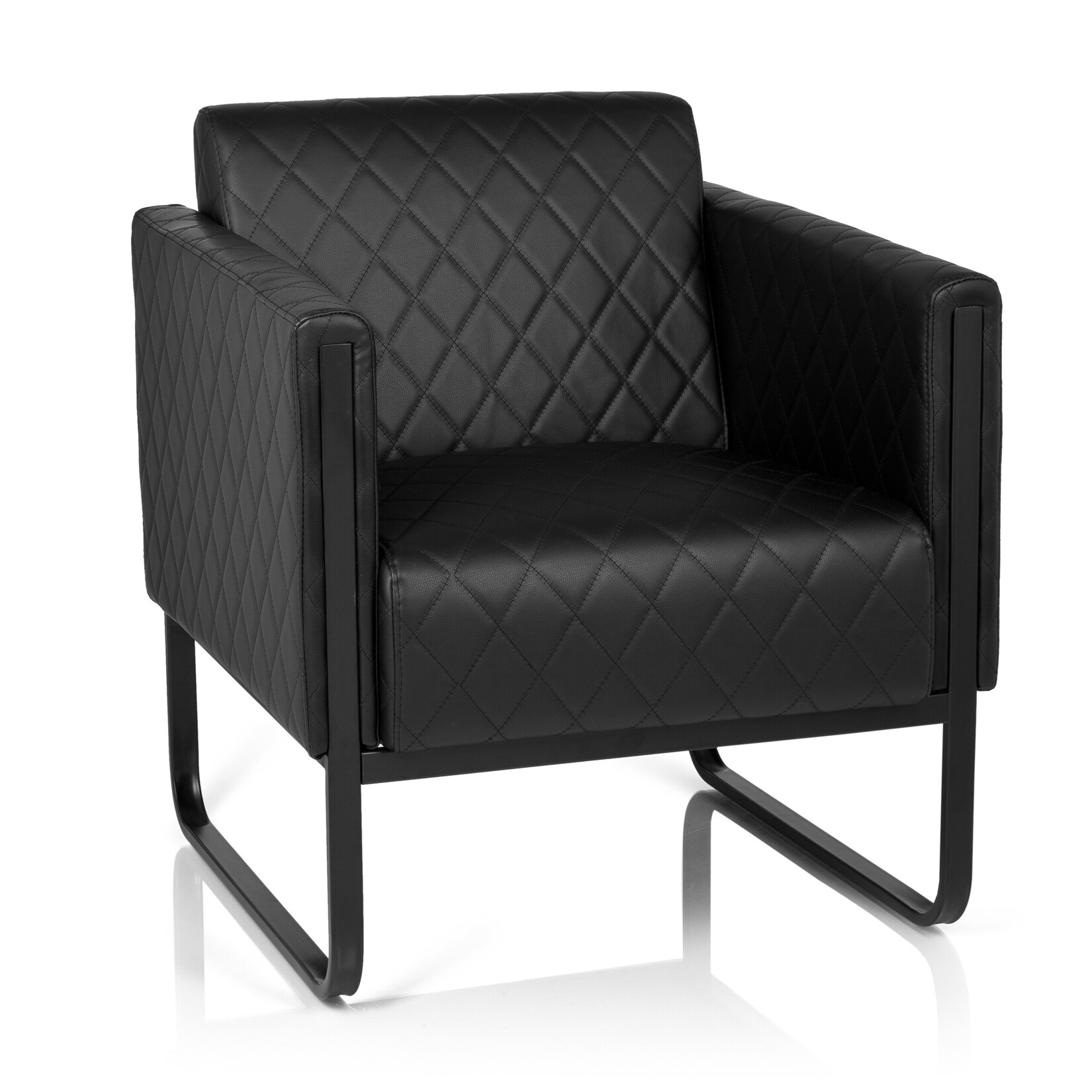 hjh OFFICE Polstersessel ARUBA BLACK Kunstleder mit Armlehnen