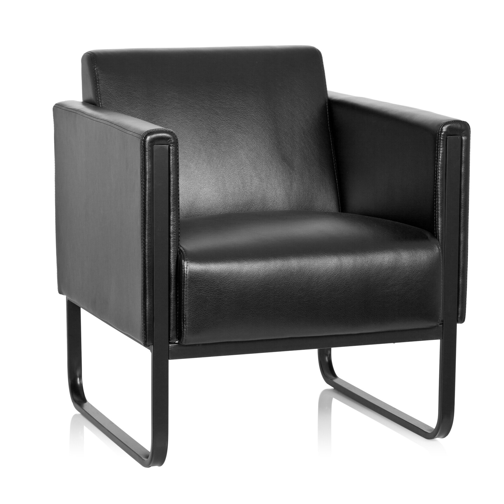 hjh OFFICE Polstersessel BALI BLACK Kunstleder mit Armlehnen