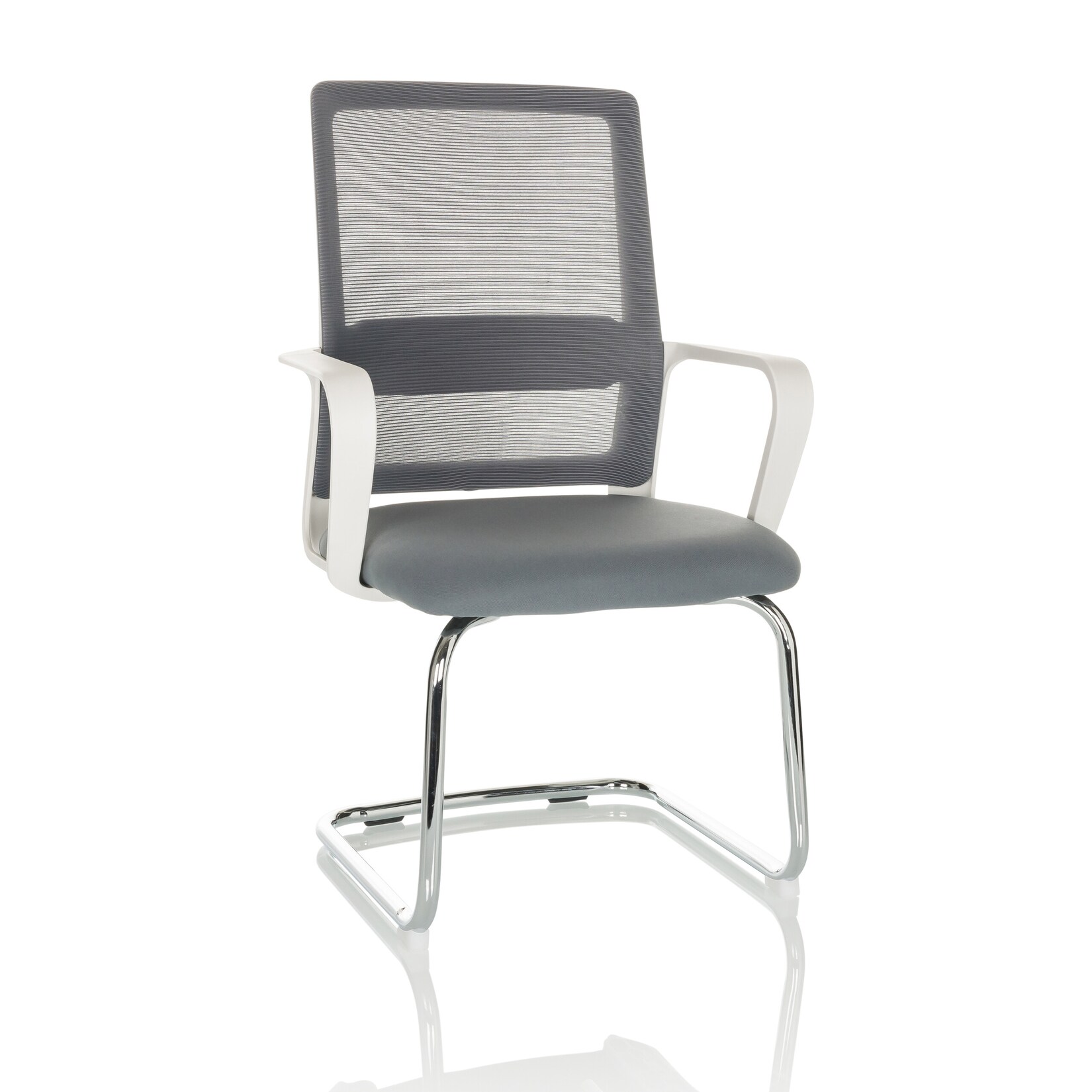 hjh OFFICE Freischwinger VISITER W Stoff / Netzstoff mit Armlehnen | 04064323034995
