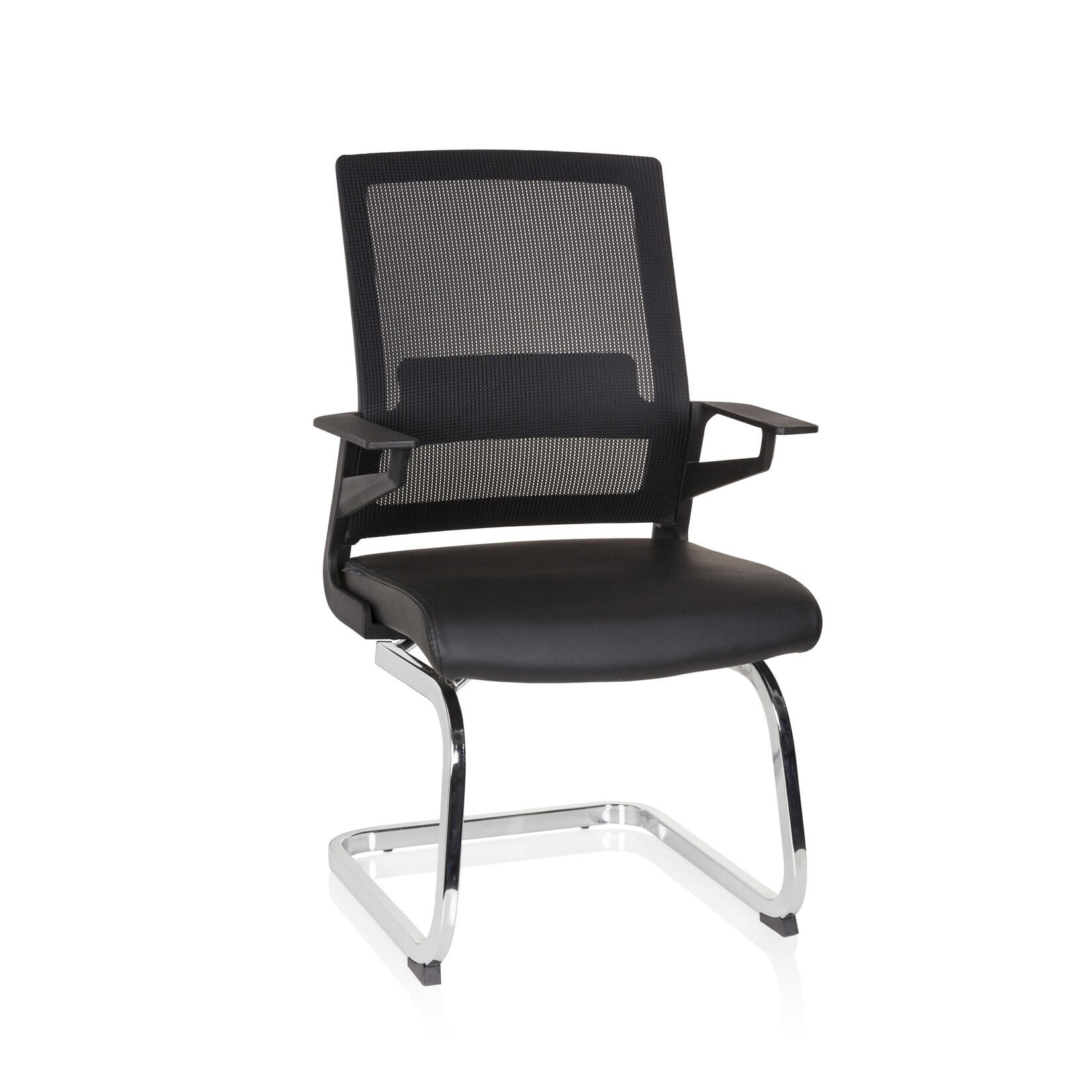 hjh OFFICE Freischwinger INVENTOR V PRO Kunstleder/Netzstoff mit Armlehnen