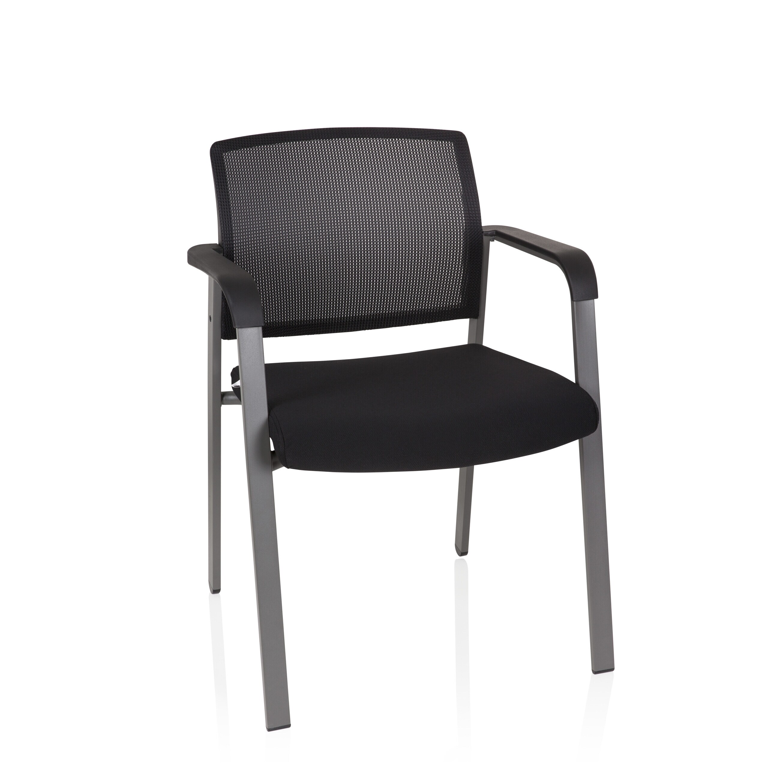 hjh OFFICE Vierfu&szlig;stuhl MEET Stoff / Netzstoff mit Armlehnen - Bild 1