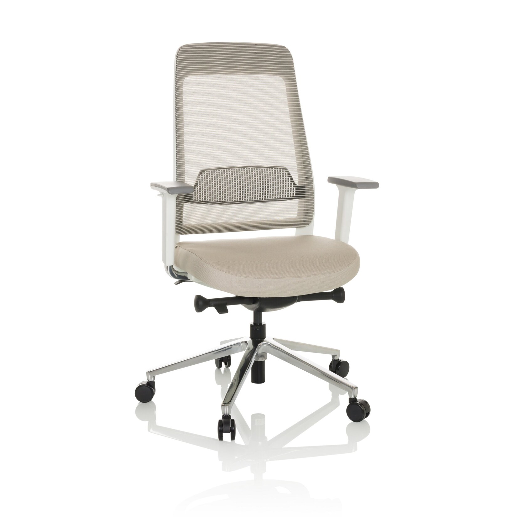 hjh OFFICE Profi Bürostuhl CHIARO T2 WHITE Stoff / Netzstoff mit Armlehnen (höhenverstellbar)