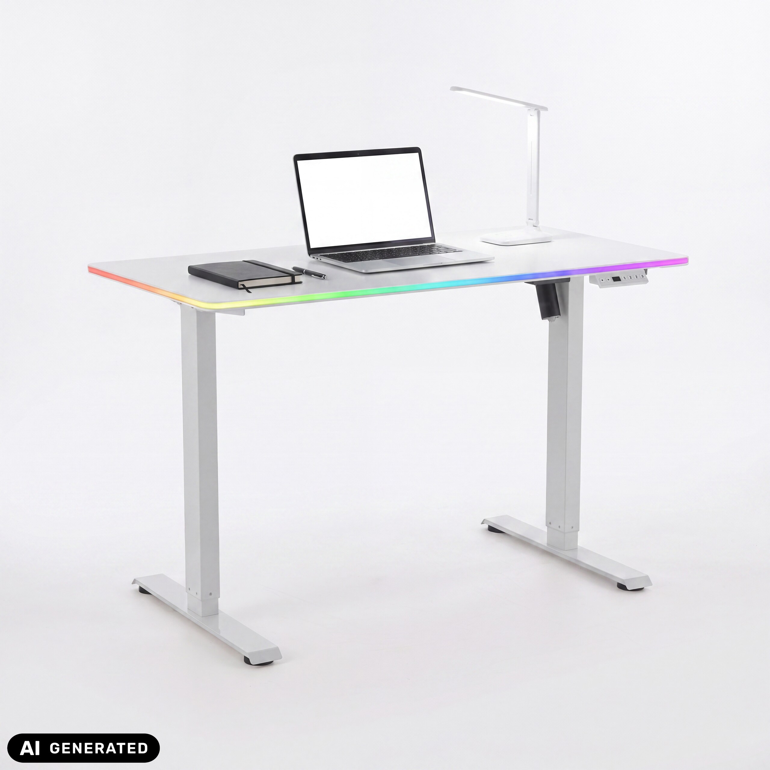 hjh OFFICE Elektrisch h&ouml;henverstellbarer Schreibtisch Worktime LED Melaminharzbeschichtete Spanplatte - Bild 1