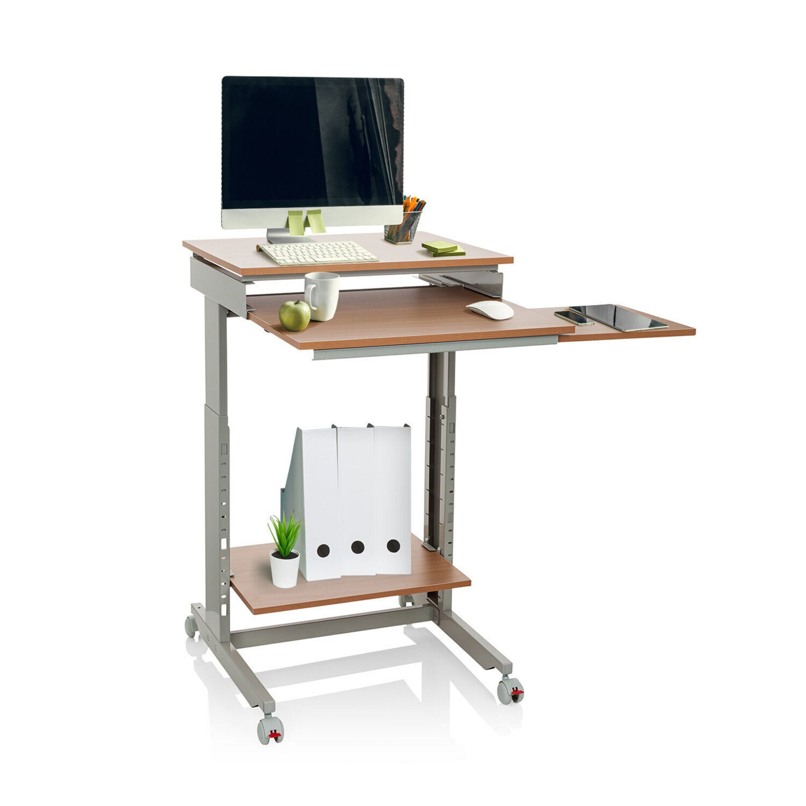 hjh OFFICE Stehschreibtisch WORKSTATION Melaminharzbeschichtete Spanplatte, Gestell pulverbeschichteter Stahl