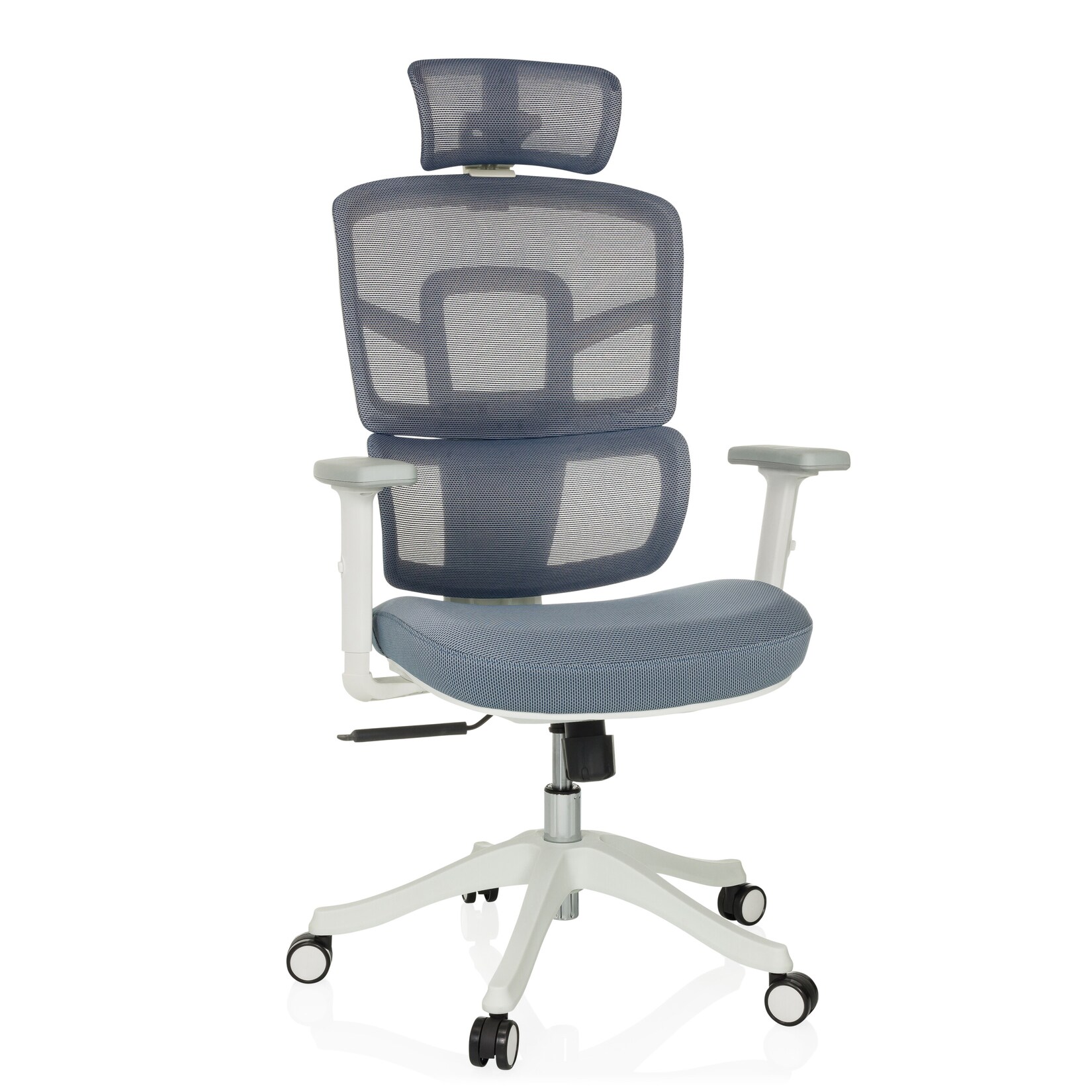 MyBuero Profi Bürostuhl ERGOMY I W Stoff / Netzstoff mit Armlehnen (höhenverstellbar) | 04064323045861