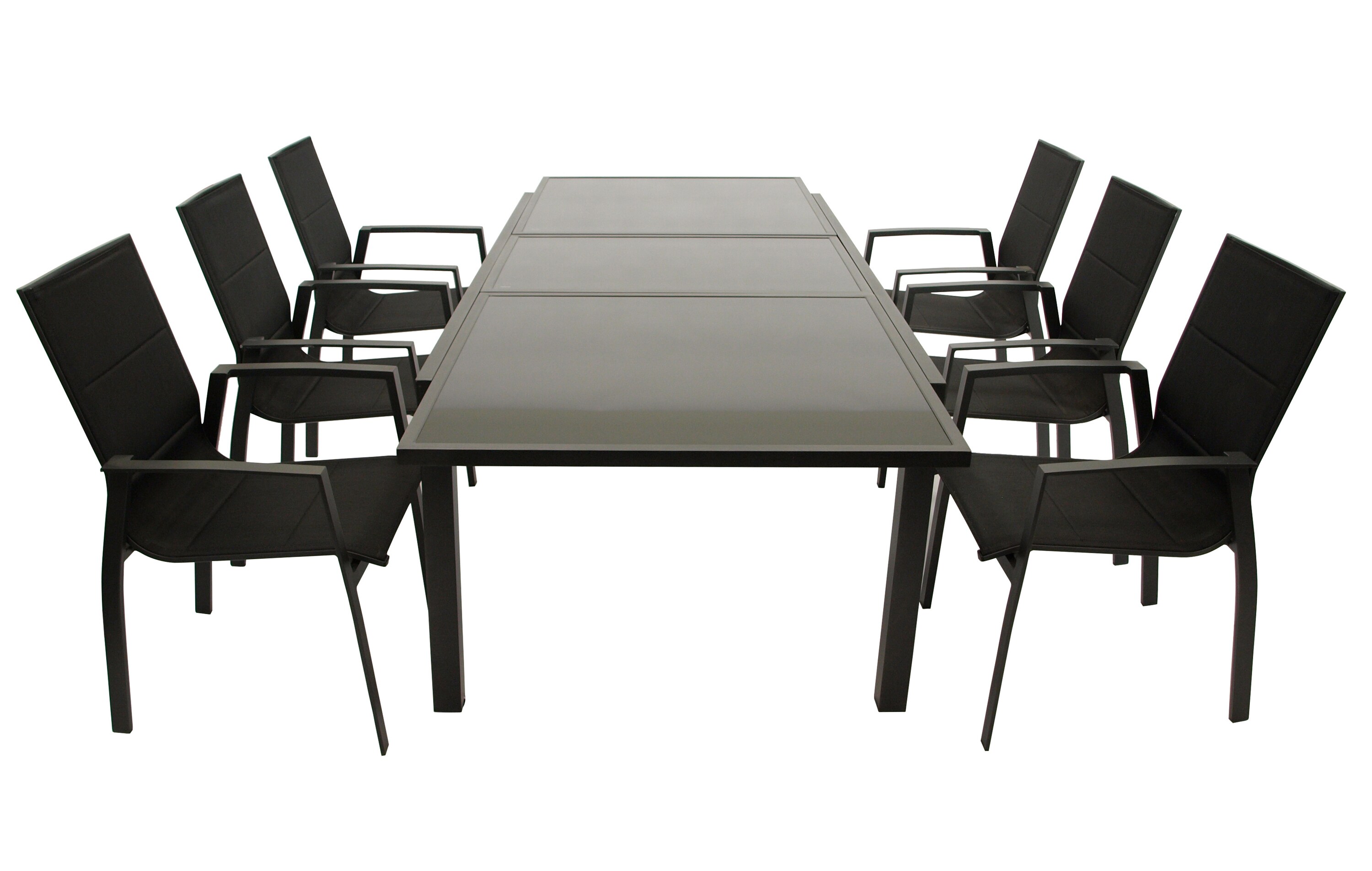 DEGAMO Garnitur TORINO 7-teilig, Aluminium anthrazit + Glas + Kunstgewebe schwarz - Bild 1