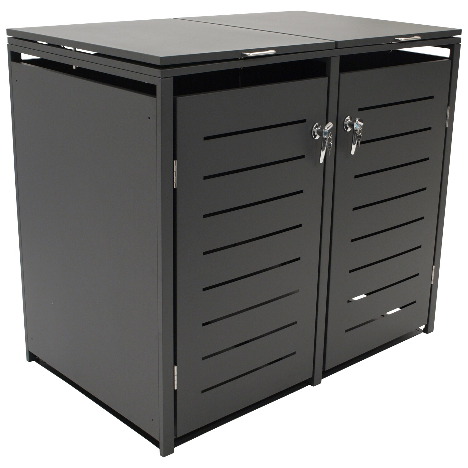 DEGAMO Mülltonnenbox 115x62x102cm für 2x Tonnen 120 Liter, Stahl anthrazit | 04050747111824