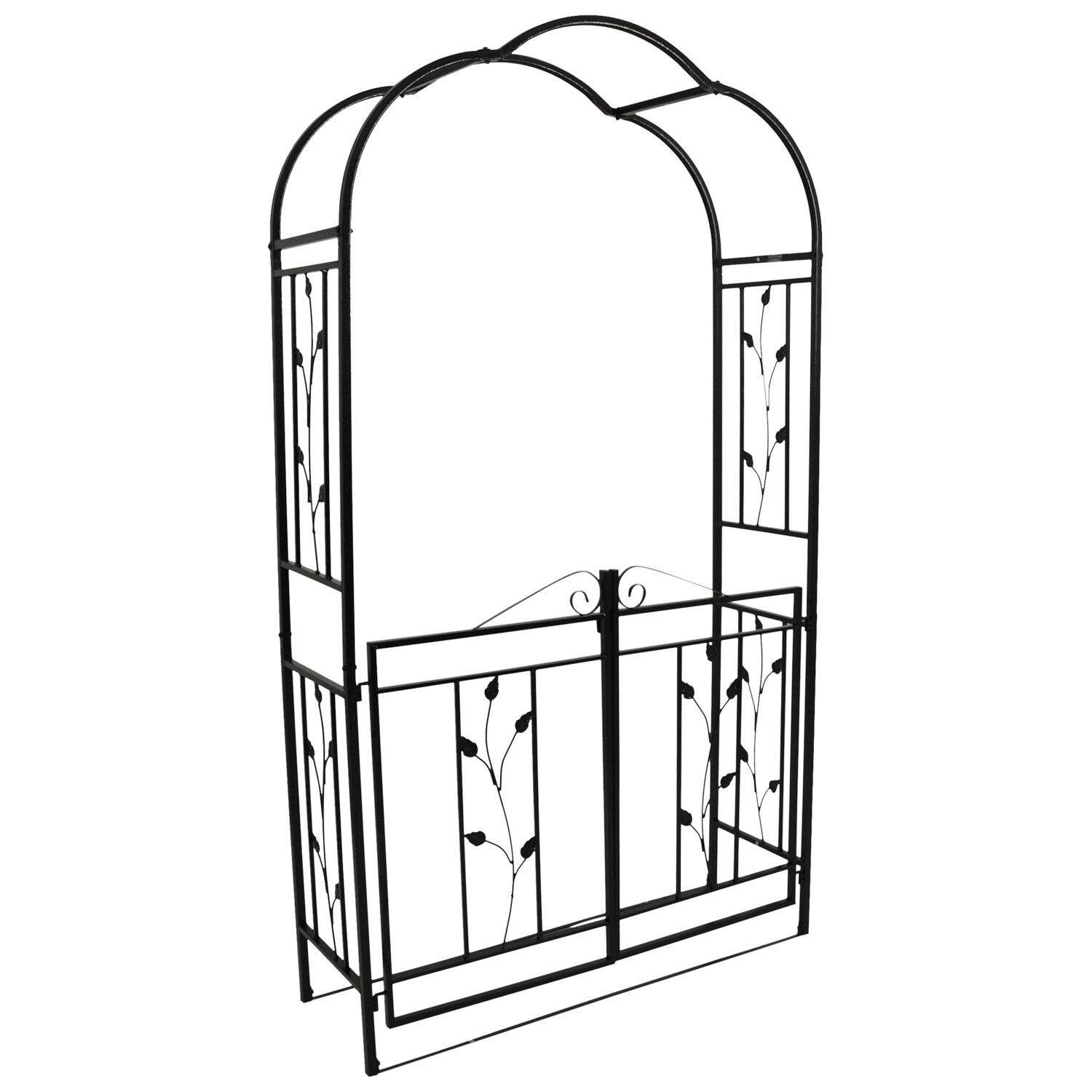 DEGAMO Rosenbogen MONTPELLIER 220x120cm mit Torpforte, Metall schwarz in Hammerschlagoptik | 04050747651009