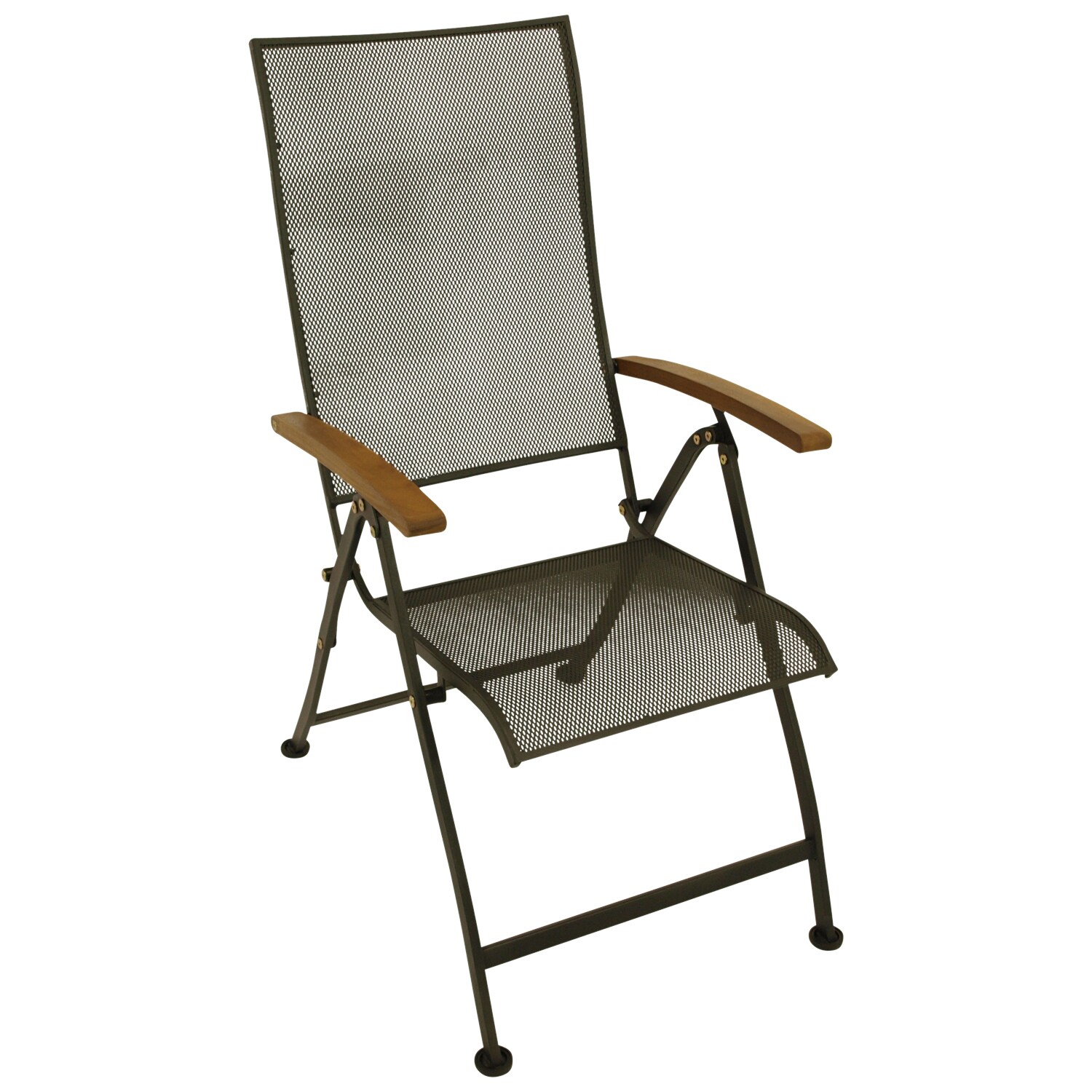 DEGAMO Klappsessel CHIASSO, Streckmetall verzinkt anthrazit, Armlehnen Akazie, FSC®-zertifiziert | 04050747234516