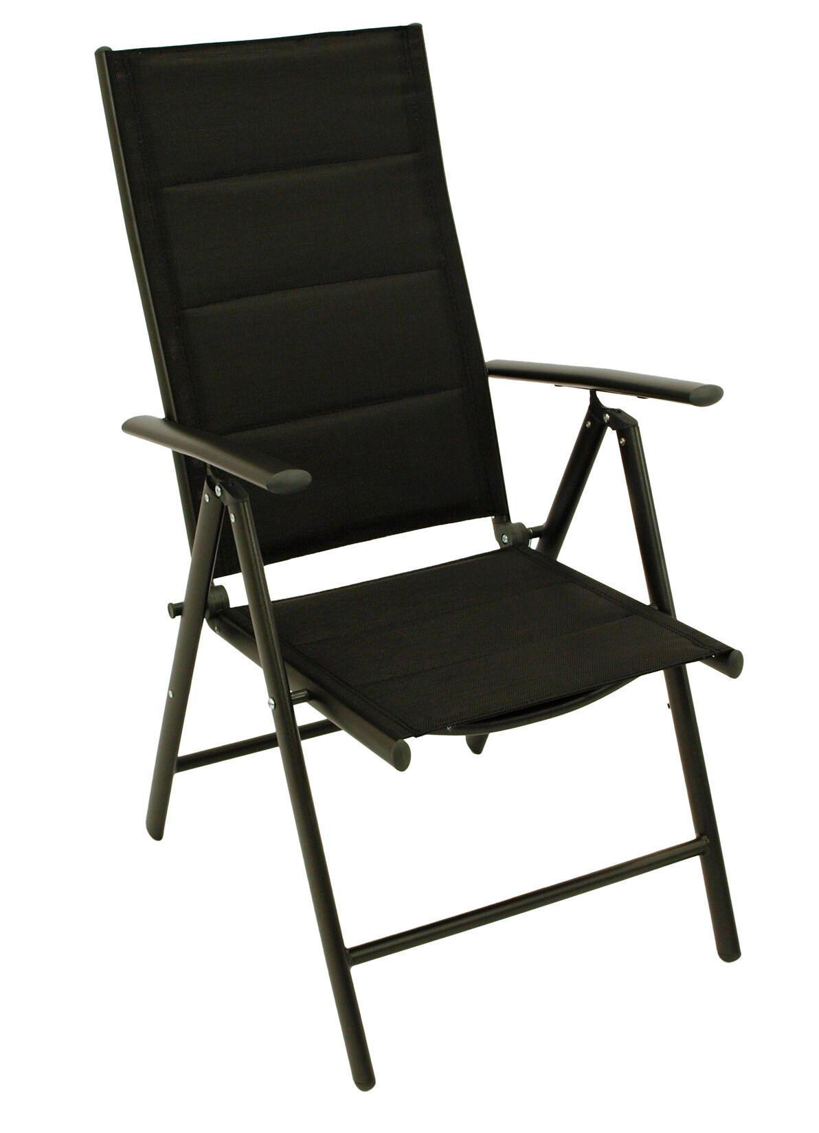 DEGAMO Klappsessel ALMERIA, Aluminium anthrazit + Kunstgewebe gepolstert schwarz, 2 Stück | 04050747464234