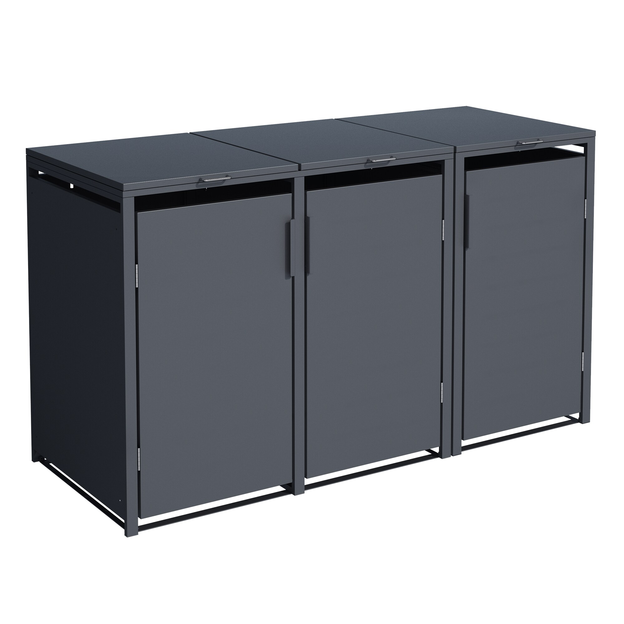DEGAMO M&uuml;lltonnenbox M&Uuml;NCHEN 200x80x116cm f&uuml;r 3x Tonnen 120 und 240 Liter, Stahl anthrazit - Bild 1