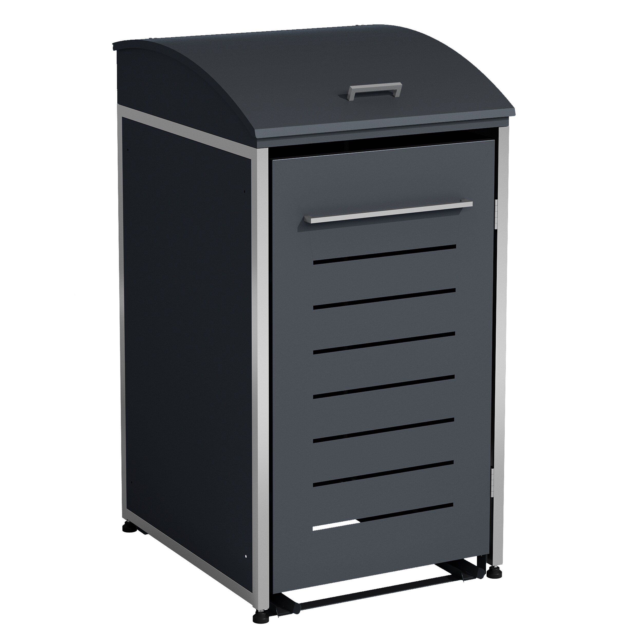 DEGAMO M&uuml;lltonnenbox KIEL 72x83x136cm f&uuml;r Tonnen 120 und 240 Liter, Stahl anthrazit + Edelstahl - Bild 1