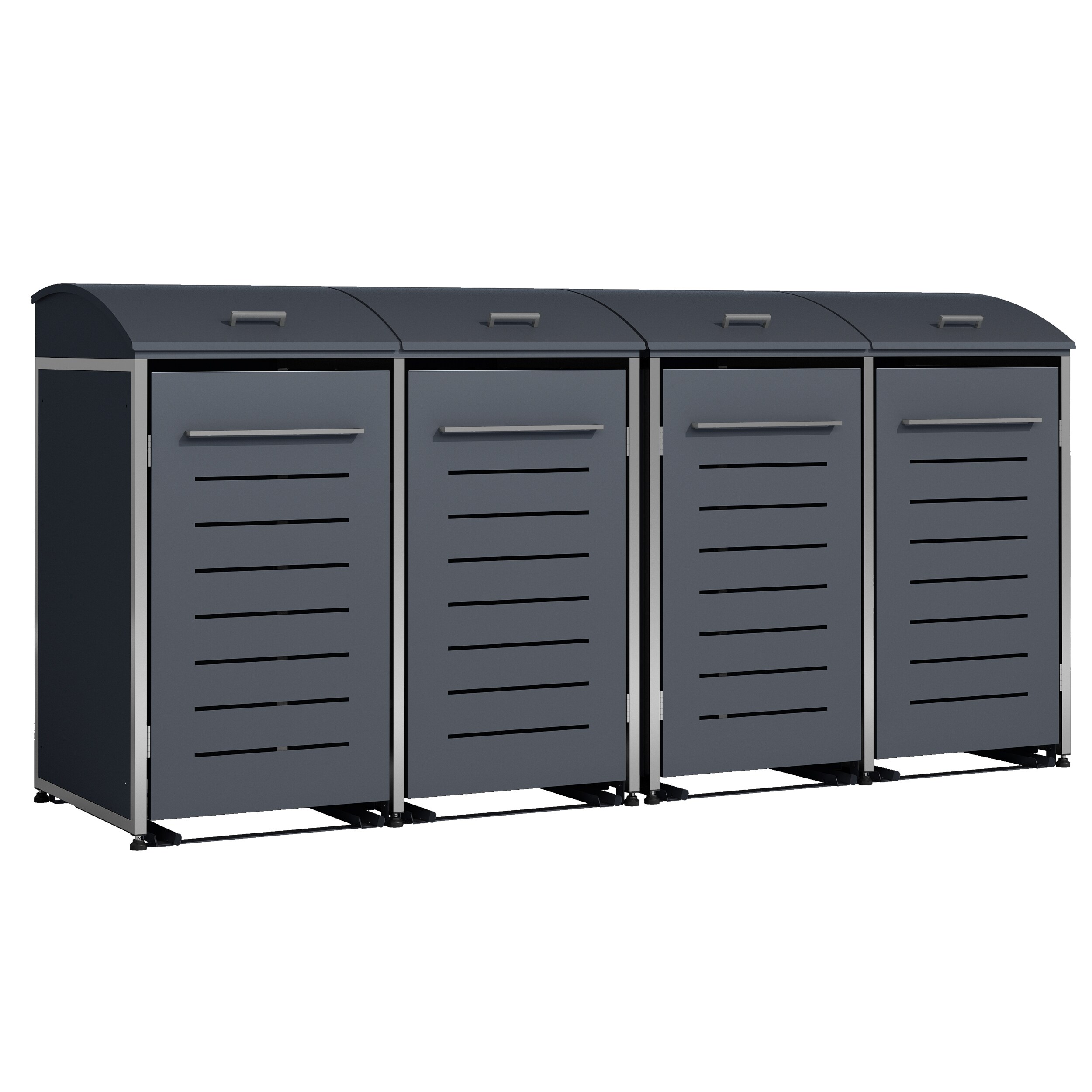 DEGAMO M&uuml;lltonnenbox KIEL 278x83x136cm f&uuml;r 4x Tonne 120 und 240 Liter, Stahl anthrazit + Edelstahl - Bild 1