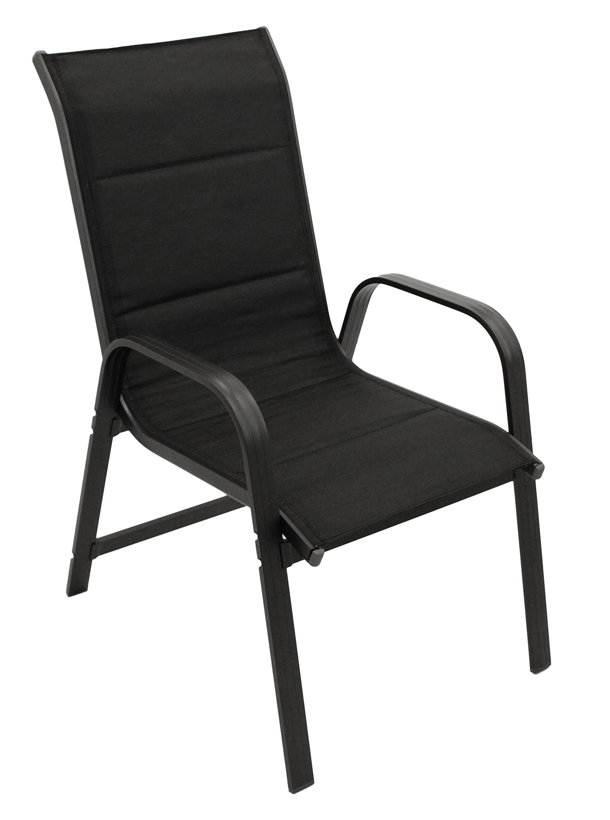 DEGAMO Stapelsessel CESANO, Aluminium anthrazit + Textilgewebe gepolstert schwarz, 2 St&uuml;ck - Bild 1