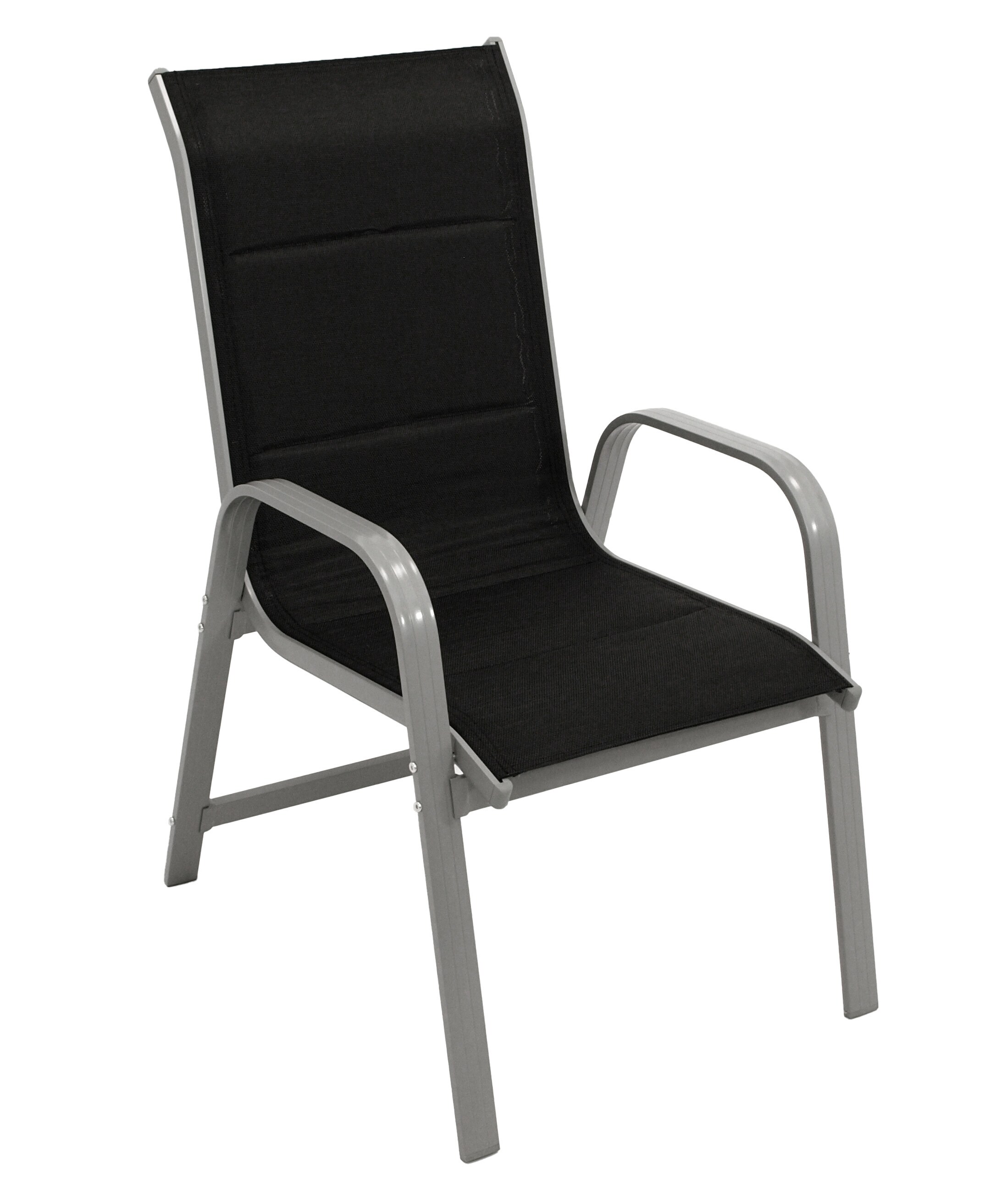 DEGAMO Stapelsessel CESANO, Aluminium silbergrau + Textilgewebe gepolstert schwarz, 2 St&uuml;ck - Bild 1