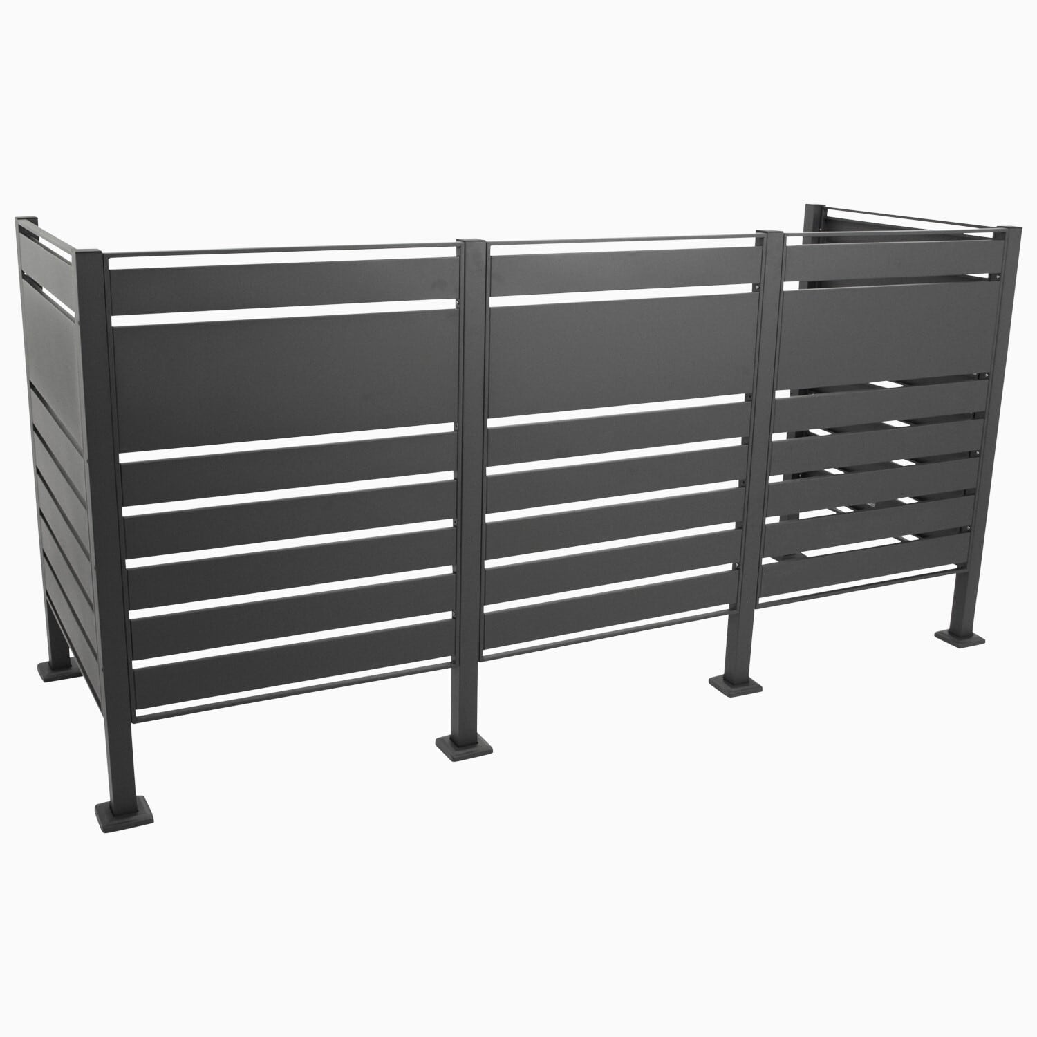 DEGAMO Sichtschutz L&Uuml;BECK f&uuml;r 3 M&uuml;lltonnen, 245x85x120cm, Stahl anthrazit - Bild 1
