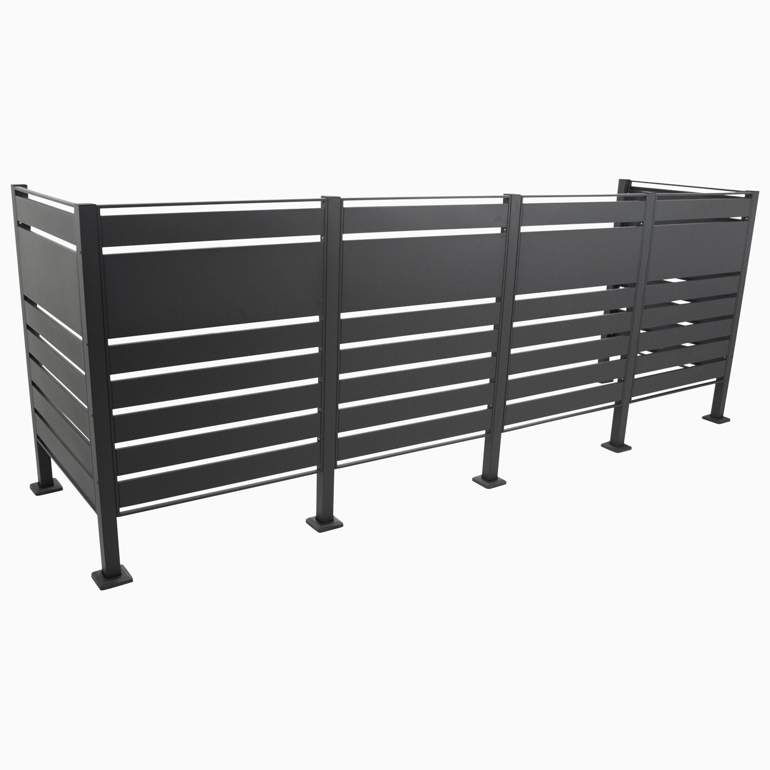 DEGAMO Sichtschutz L&Uuml;BECK f&uuml;r 4 M&uuml;lltonnen, 325x85x120cm, Stahl anthrazit - Bild 1