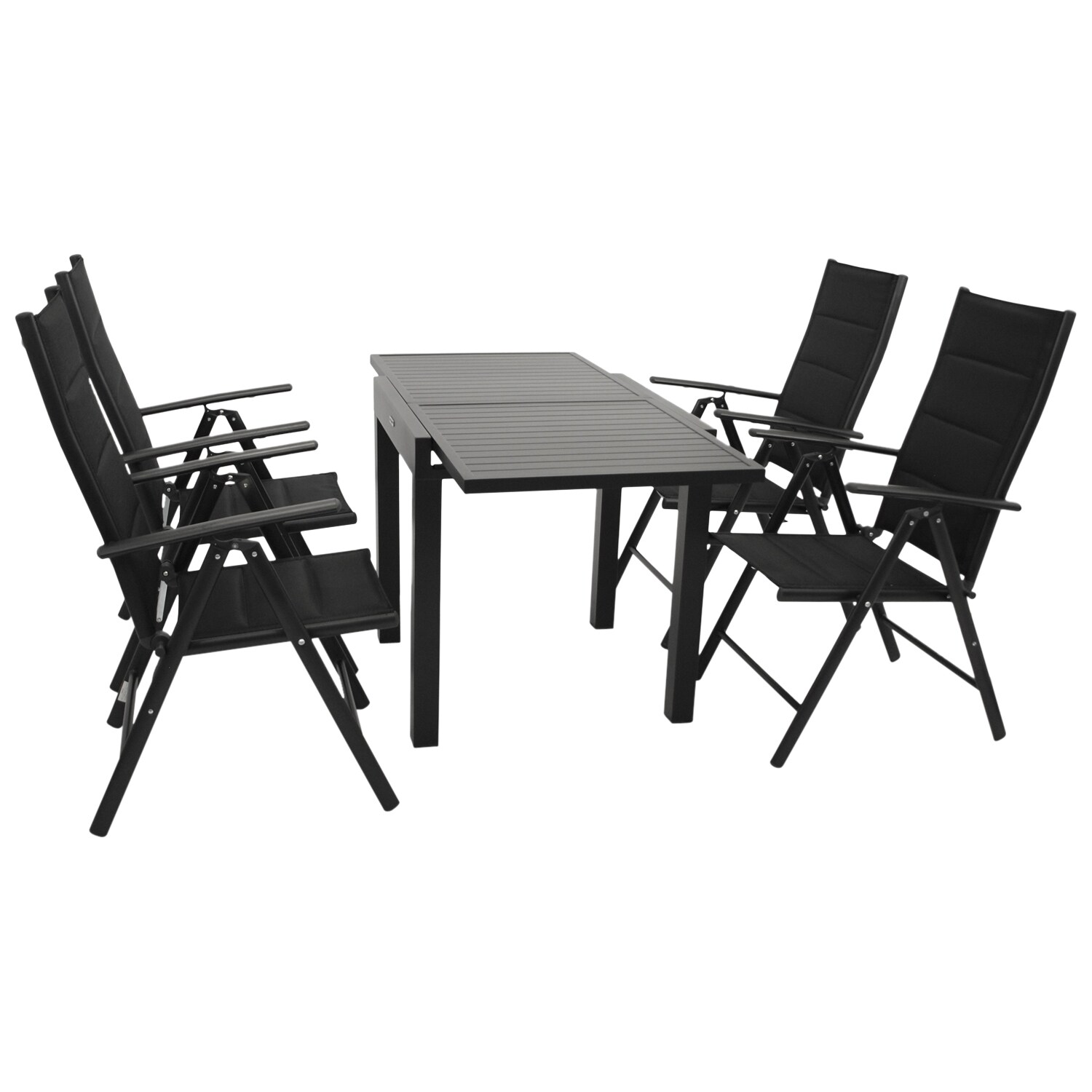 DEGAMO Garnitur ALCUDIA 5-teilig,  Aluminium anthrazit + Kunstgewebe schwarz | 04050747460502