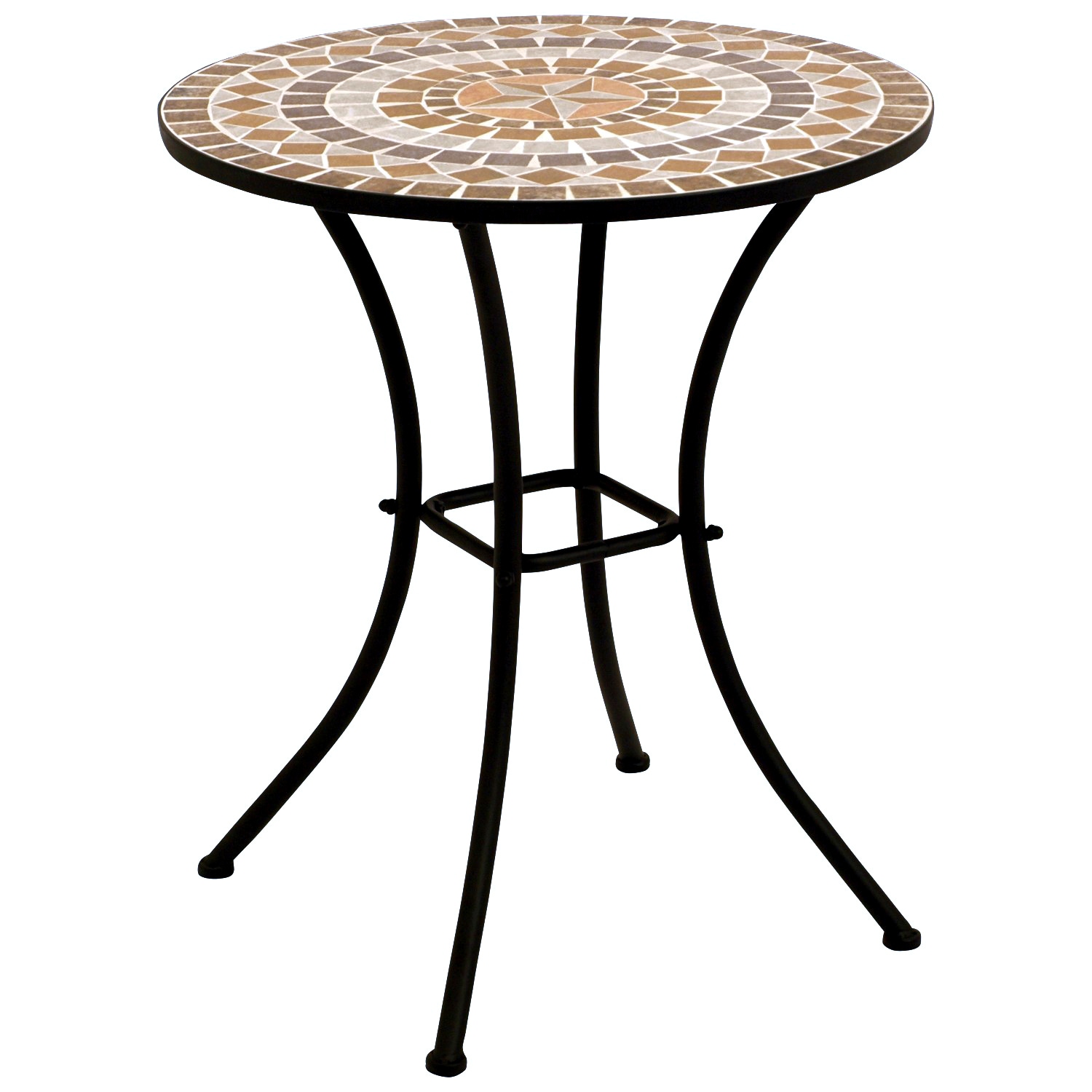 DEGAMO Bistrotisch LUCCA 60cm rund, Eisen schwarz und Mosaik terracottafarben - Bild 1