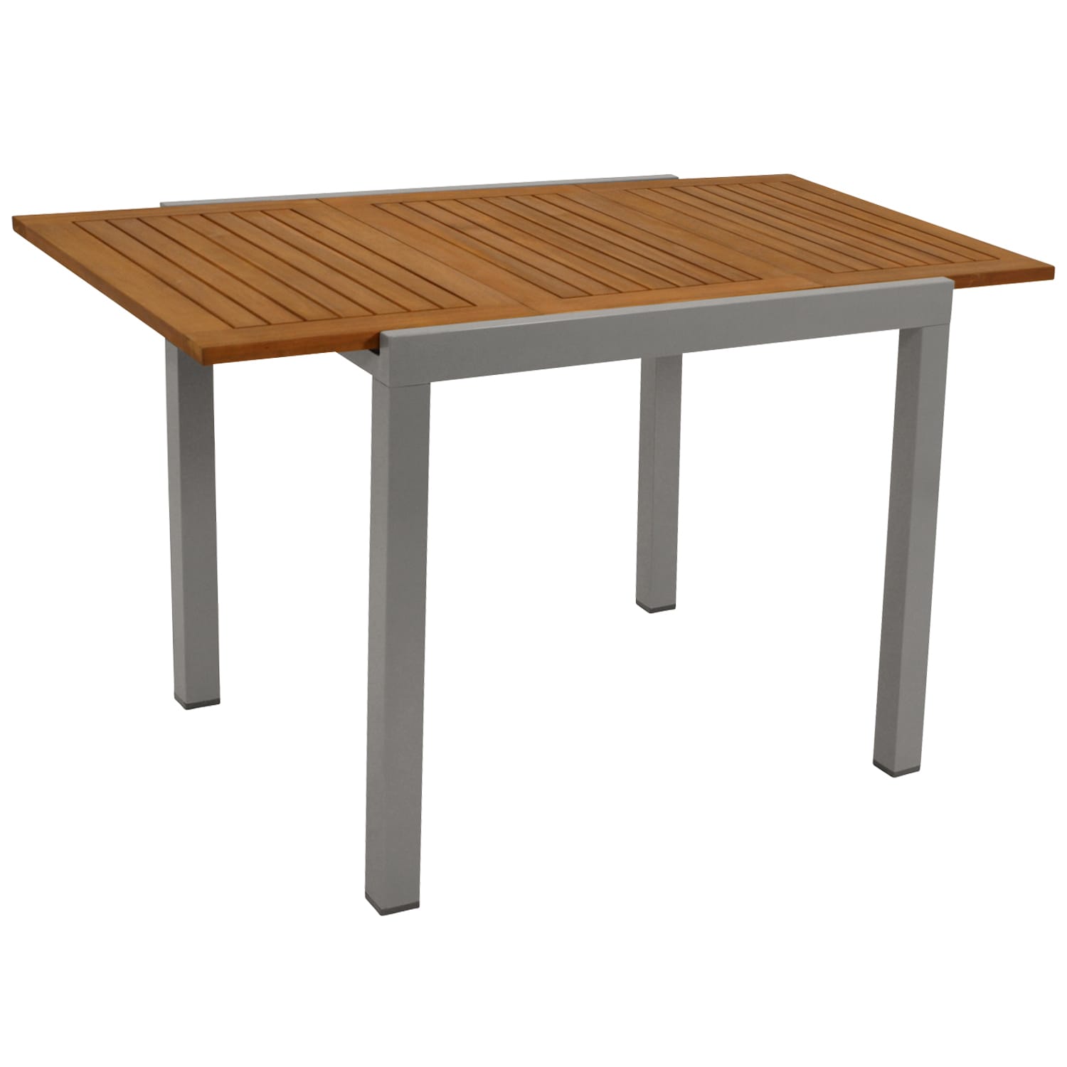 DEGAMO Balkon-Ausziehtisch VAIL 80/120x70cm, Aluminium silbergrau + Akazie ge&ouml;lt, FSC-zertifiziert - Bild 1