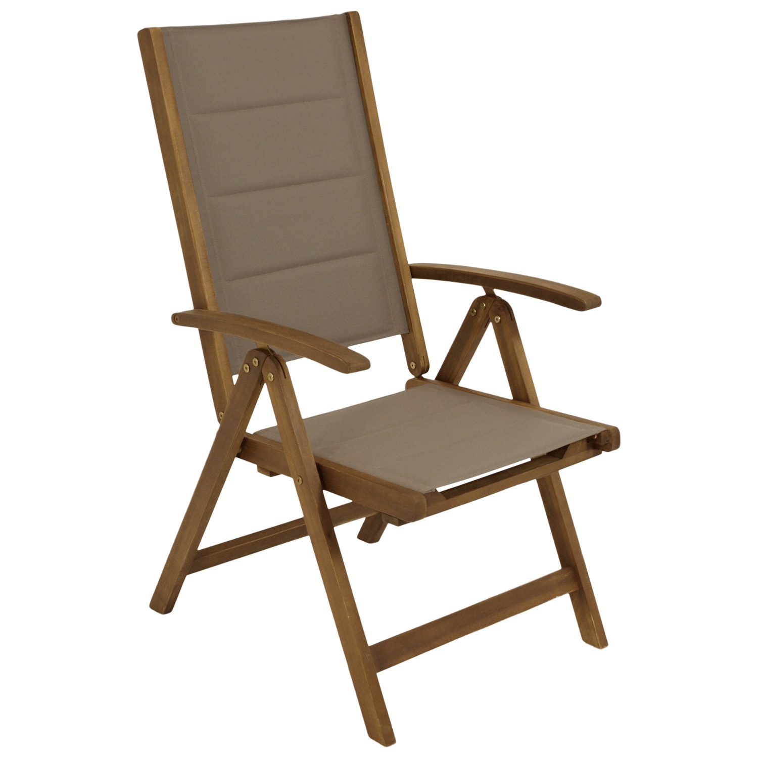 DEGAMO Klappsessel BOLIVAR Hochlehner, Akazie ge&ouml;lt + Kunstgewebe grau-braun, FSC-zertifiziert - Bild 1