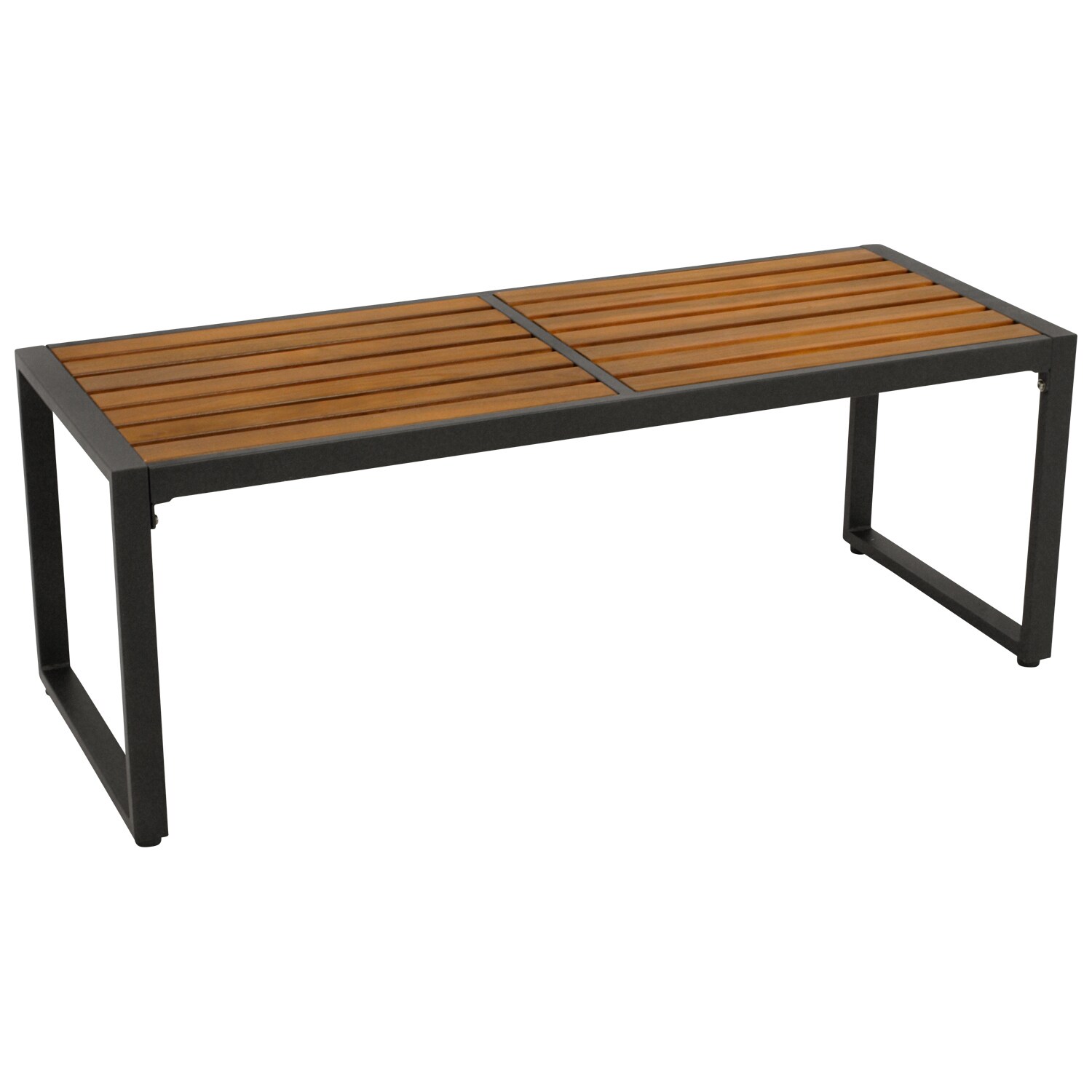 DEGAMO Hockerbank RAGUSA 2-sitzer, Stahl anthrazit + Akazie geölt, FSC-zertifiziert | 04050747234677