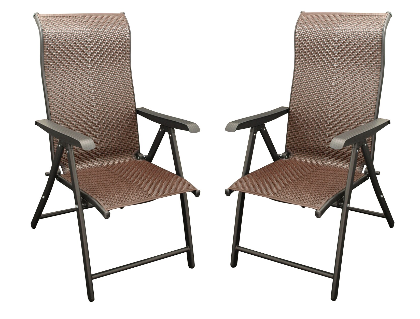 DEGAMO Klappsessel ANTIBES Hochlehner, Metall + Polyrattan braun, klappbar, 2 Stück | 04050747110223