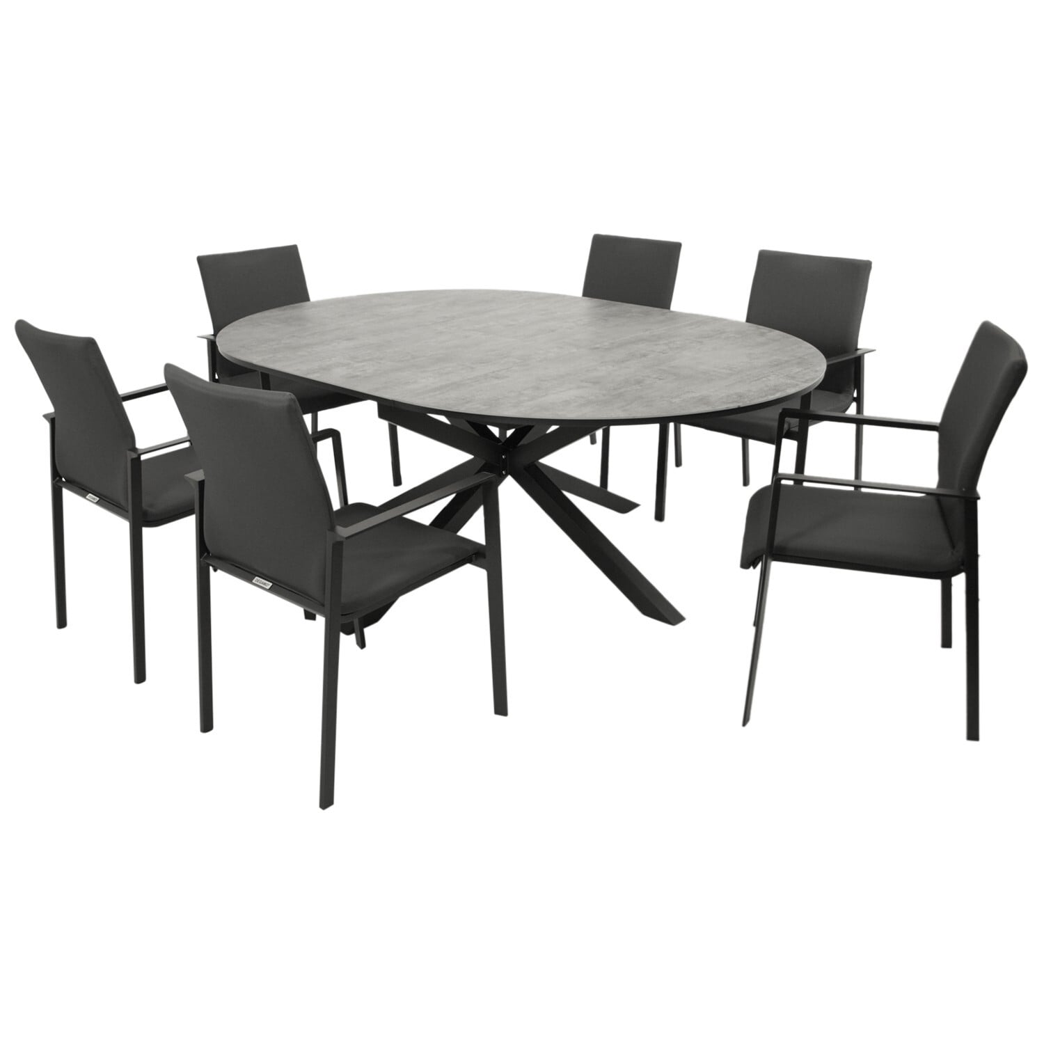 DEGAMO Garnitur LYON 7-teilig, Alu + ECP + Kunstgewebe dunkelgrau - Bild 1