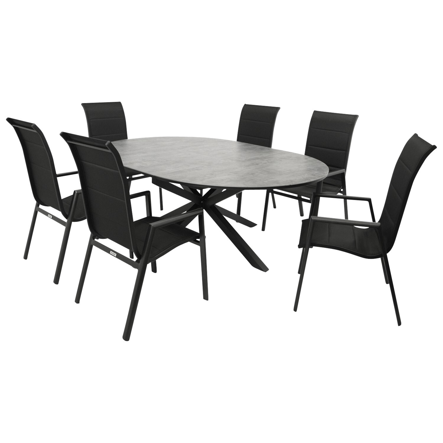 DEGAMO Garnitur LYON 7-teilig, Alu + ECP + Kunstgewebe dunkelgrau - Bild 1