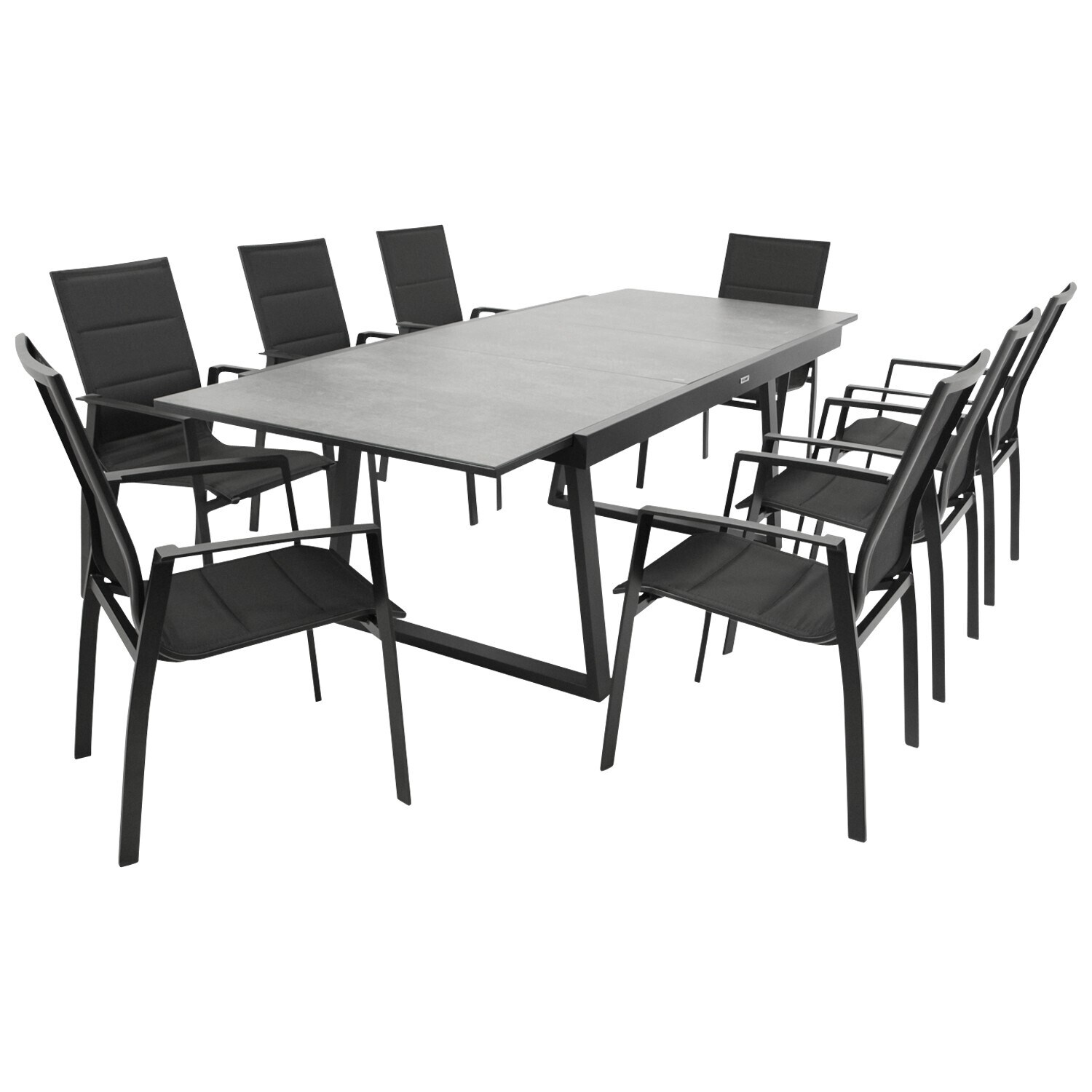 DEGAMO Garnitur REIMS 9-teilig, Alu + Glas + Kunstgewebe schwarz - Bild 1